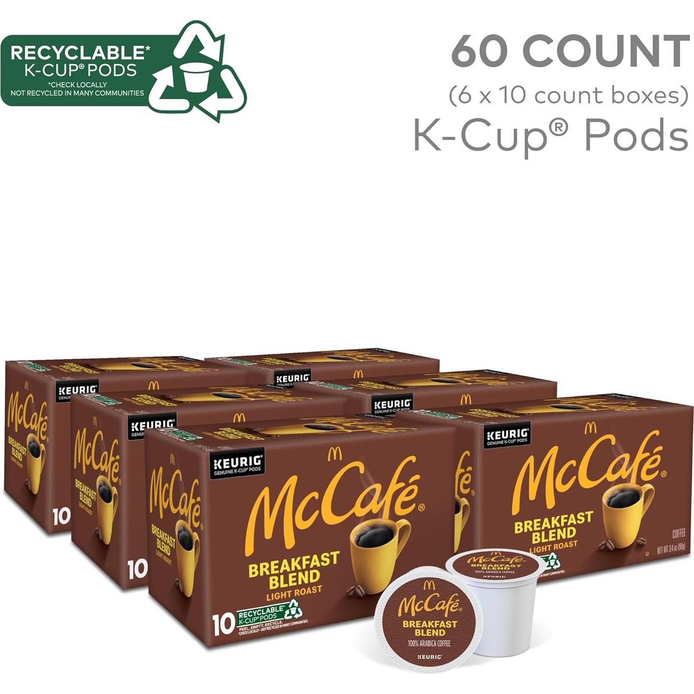 Cápsulas de Café McCafé Mezcla de Desayuno Tostado Claro 60 Unidades