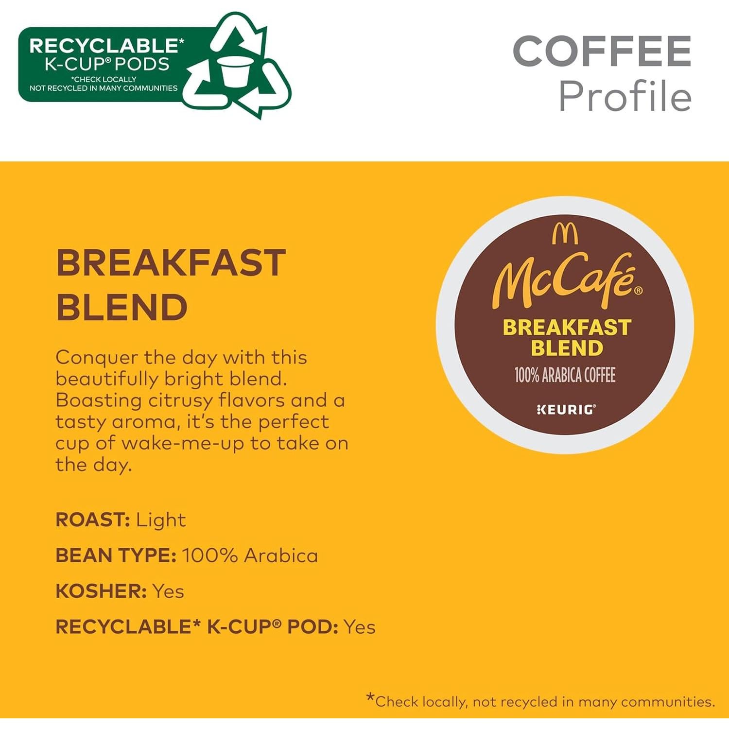 Cápsulas de Café McCafé Mezcla de Desayuno Tostado Claro 60 Unidades