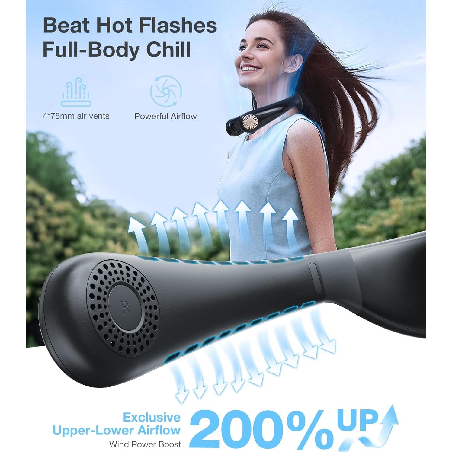 Ventilador de Cuello TORRAS COOLiFY Aire 2025 Negro, Enfriamiento Pro