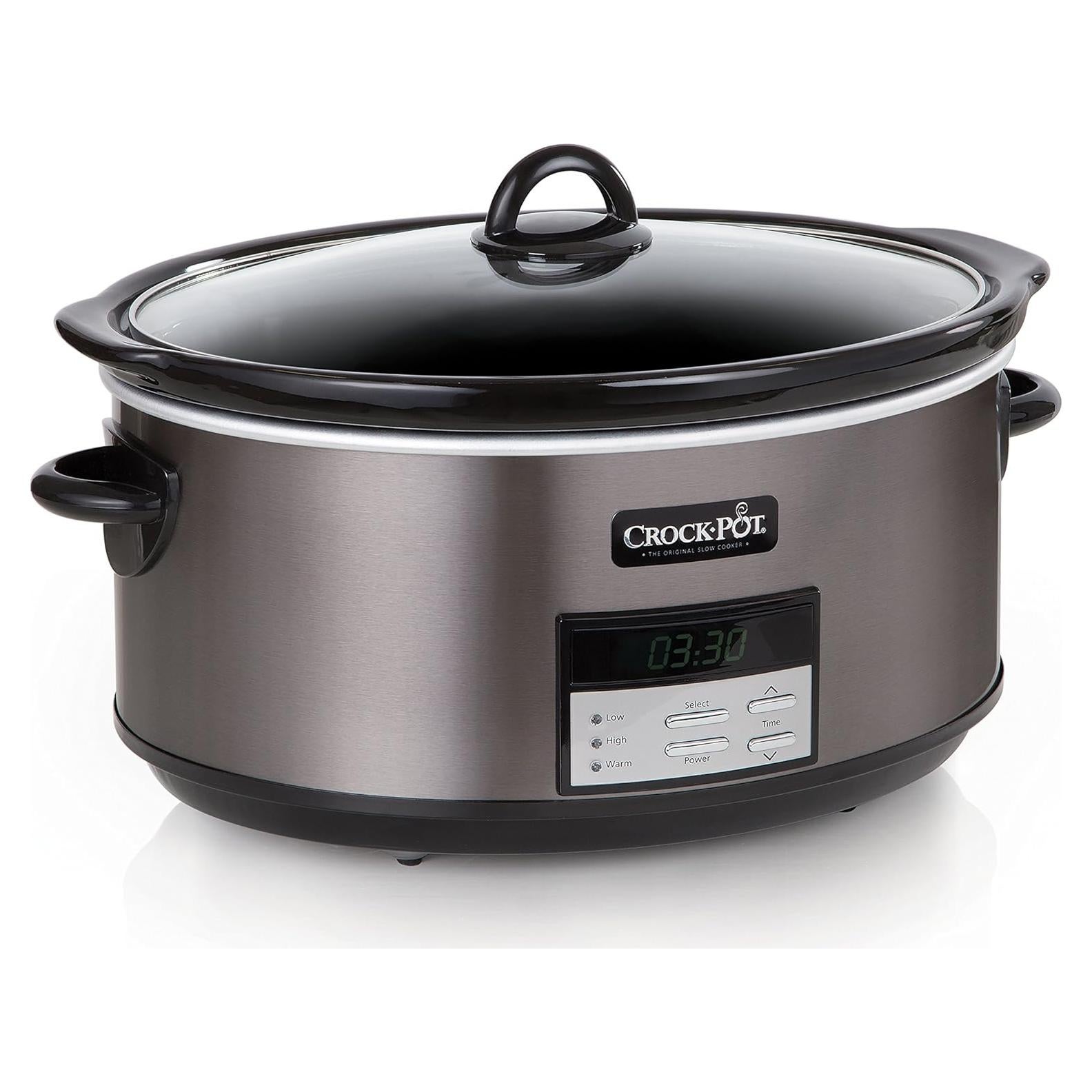 Olla de Cocción Lenta Crock-Pot 8 Cuartos Acero Inoxidable Negro
