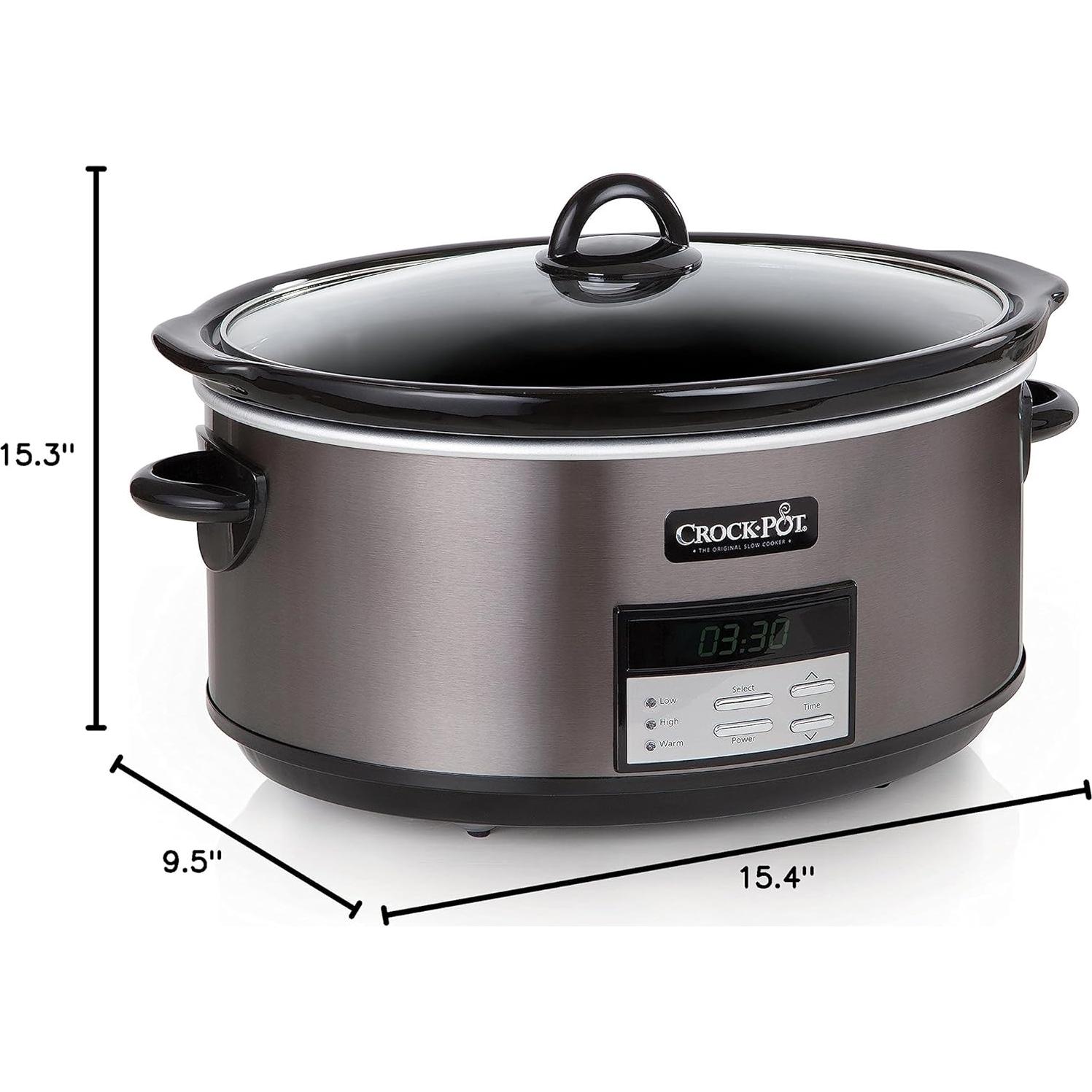 Olla de Cocción Lenta Crock-Pot 8 Cuartos Acero Inoxidable Negro