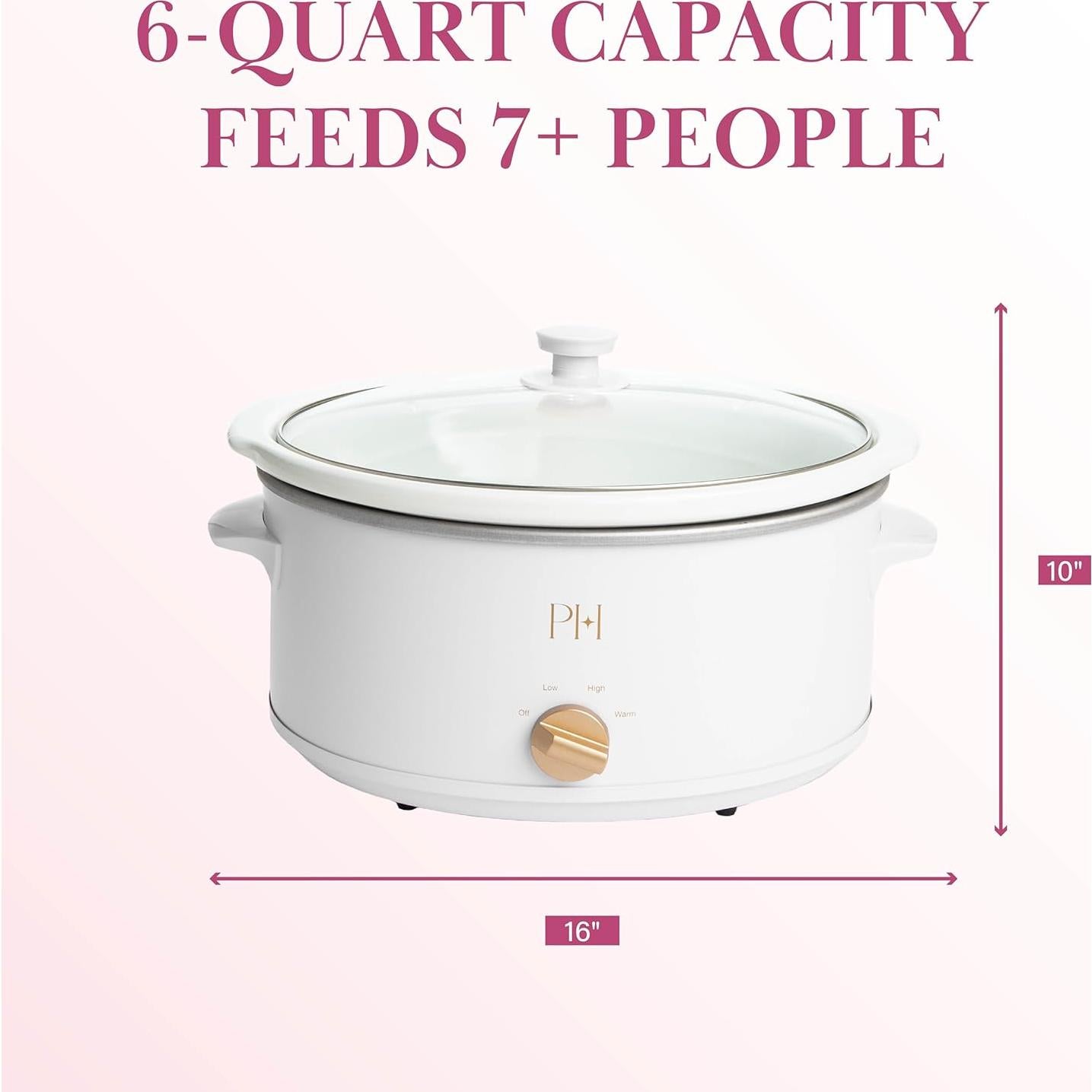 Olla de Cocción Lenta Manual Paris Hilton 6 Cuartos Blanca