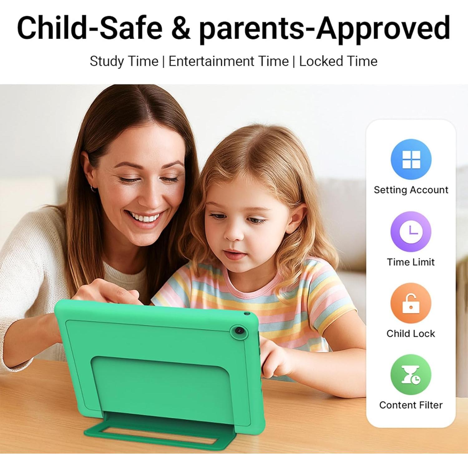 Tableta para Niños ApoloMedia 10.1" HD Android 15 64GB Verde