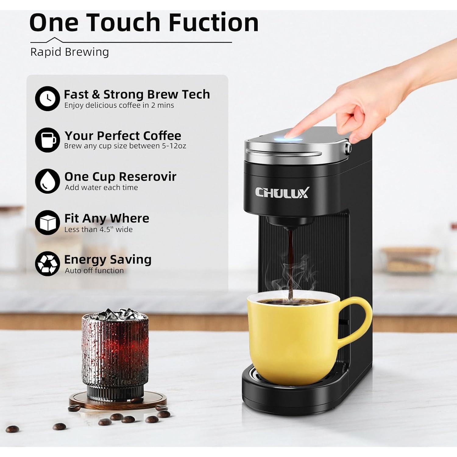 Cafetera Compacta CHULUX de Una Taza para K Cup 1.18 kg