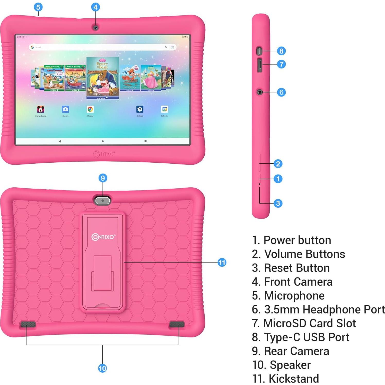 Tableta Android Contixo K102 para Niños 10" 32GB Rosa
