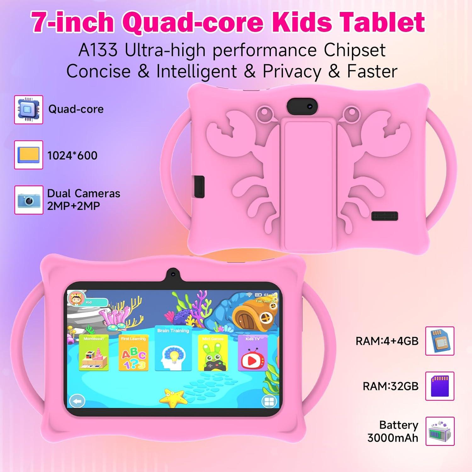Tableta para Niños Aheadlink Q8K PRO 7" Android 14 Rosa