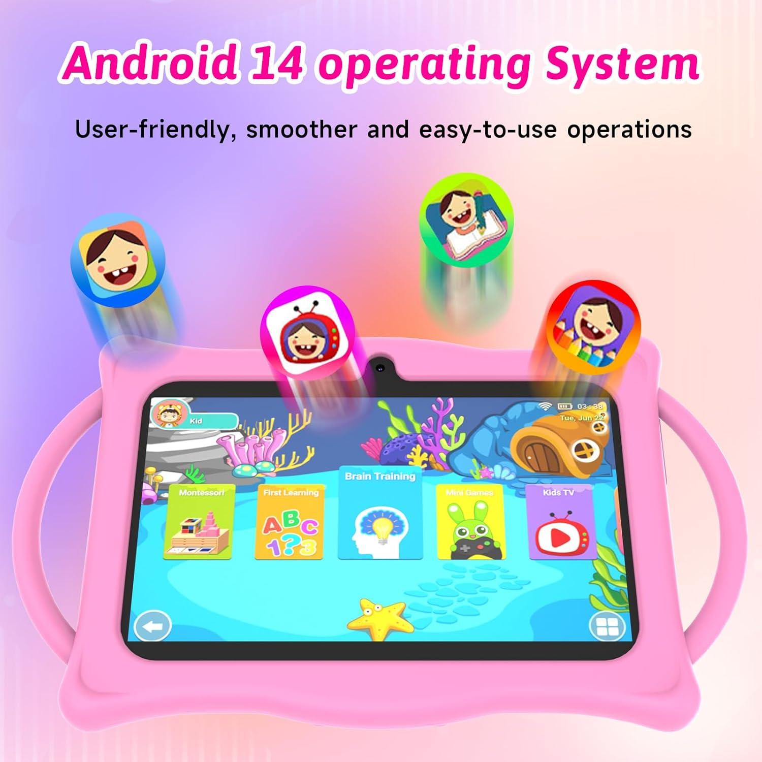 Tableta para Niños Aheadlink Q8K PRO 7" Android 14 Rosa