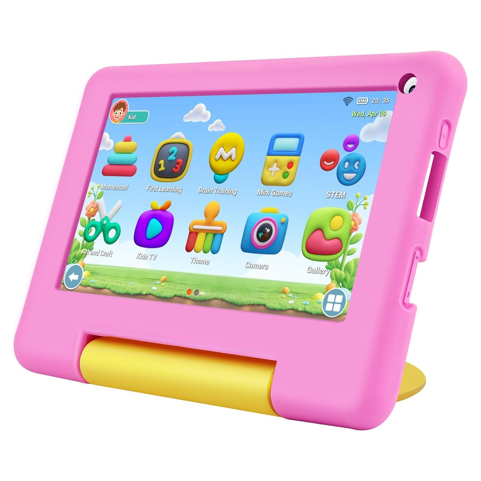 Tableta Educativa UJoyFeel 7" Rosa para Niños 3-12 Años