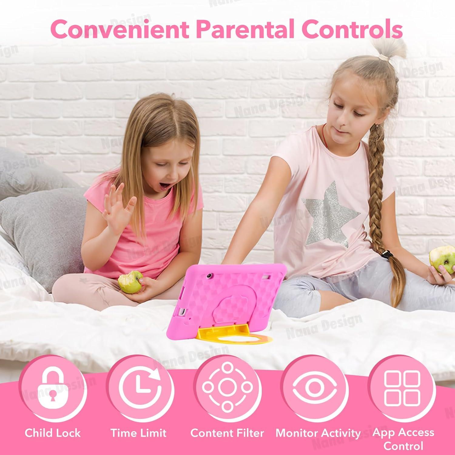 Tableta Educativa UJoyFeel 7" Rosa para Niños 3-12 Años