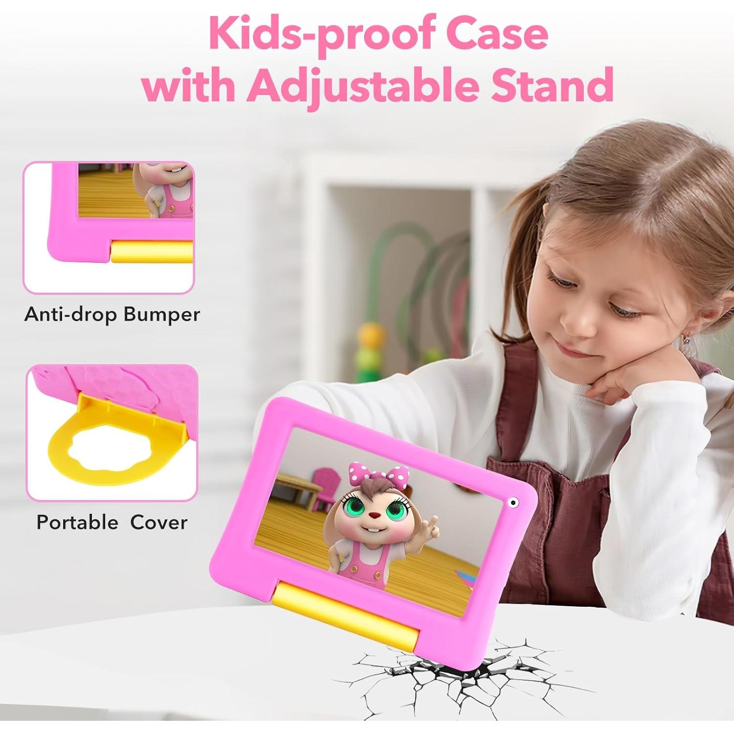 Tableta Educativa UJoyFeel 7" Rosa para Niños 3-12 Años