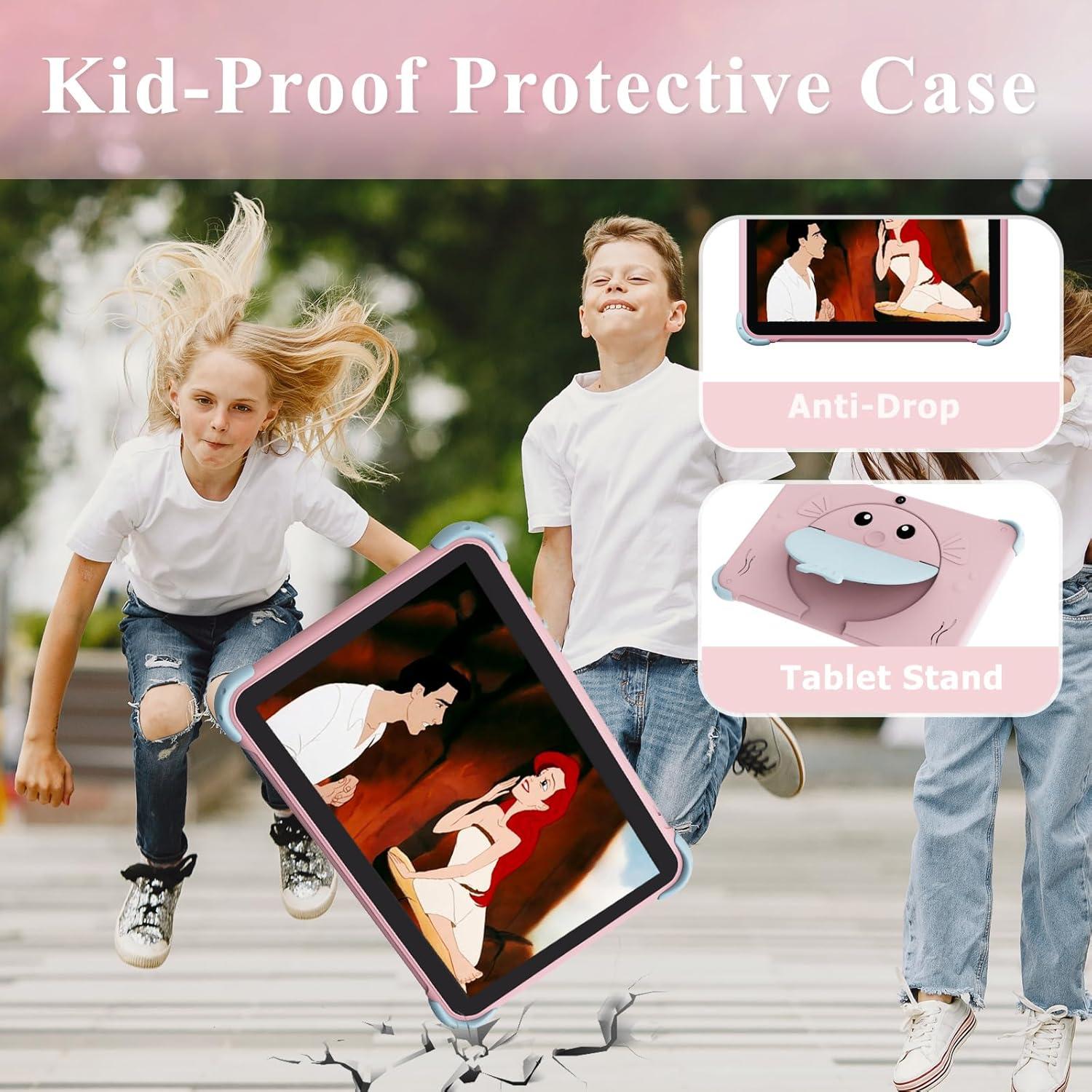 Tableta YINOCHE 10" para Niños Rosa 32GB Android con Control Parental