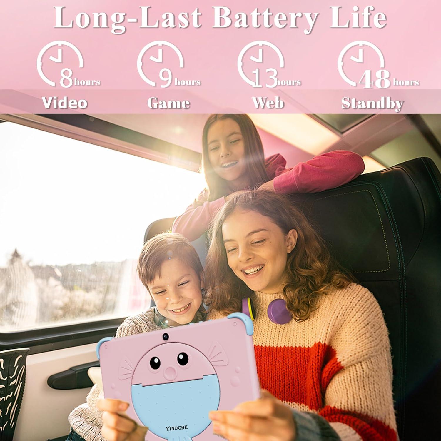 Tableta YINOCHE 10" para Niños Rosa 32GB Android con Control Parental
