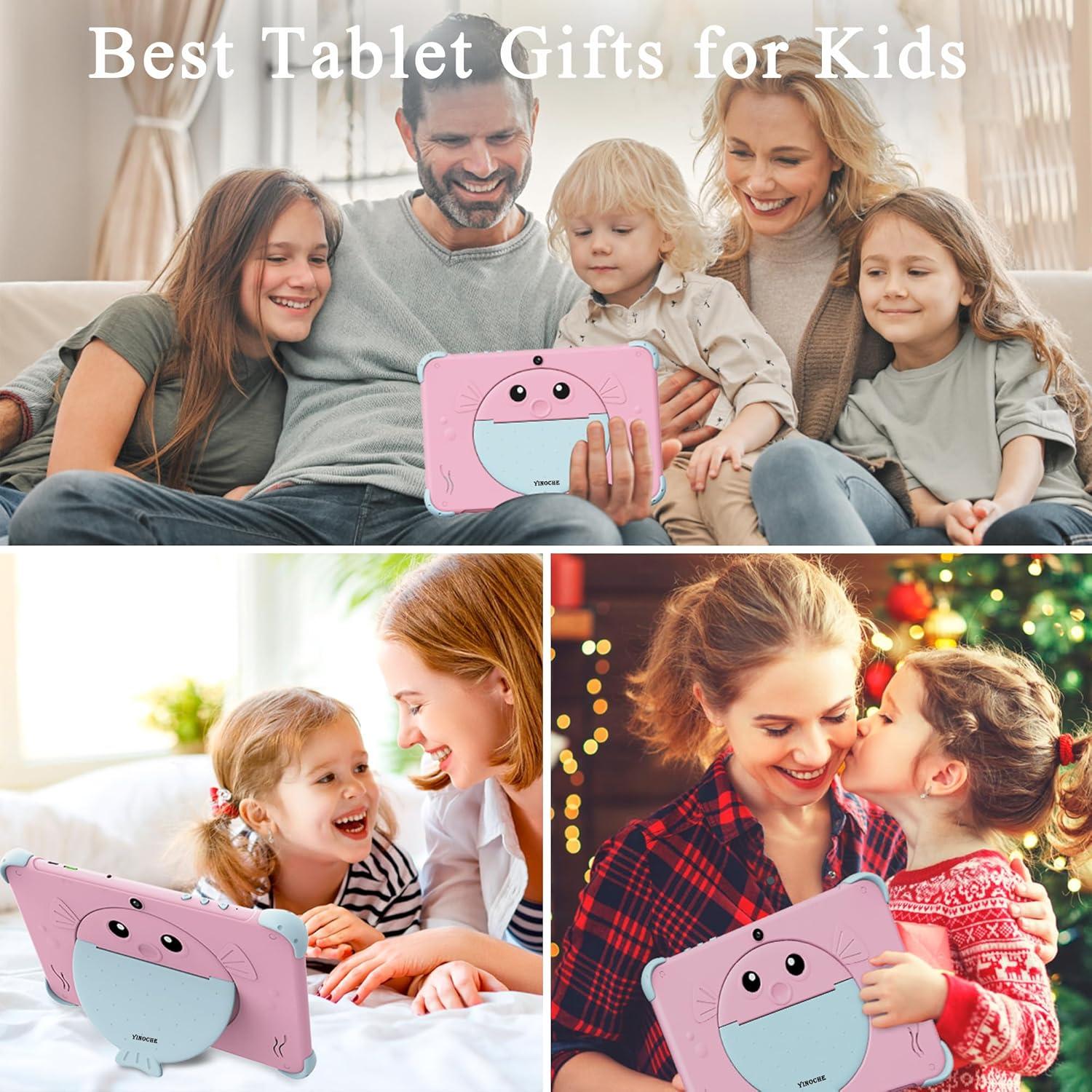 Tableta YINOCHE 10" para Niños Rosa 32GB Android con Control Parental