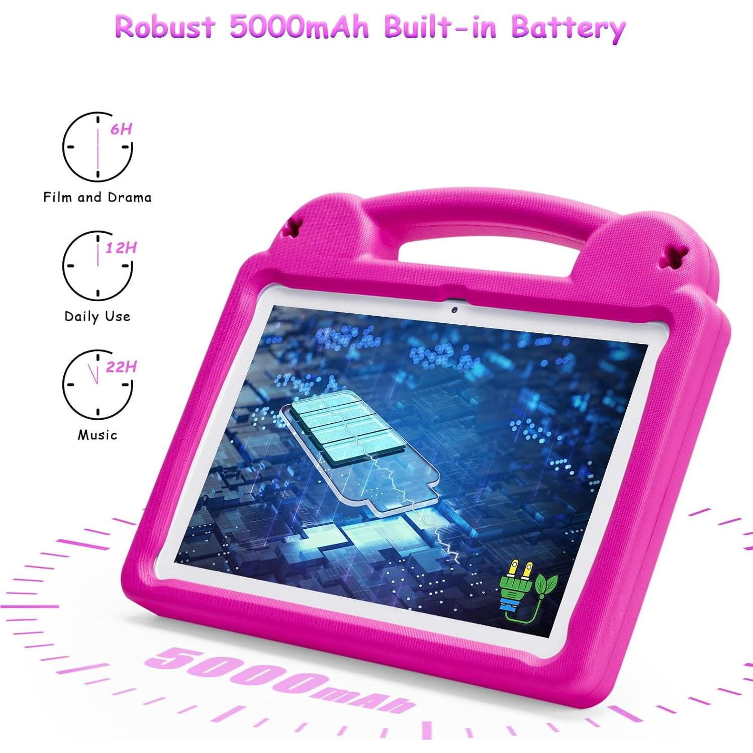 Tableta para Niños Ruufuuxy 10.1" Android 14, 8GB RAM, 64GB, Rosa