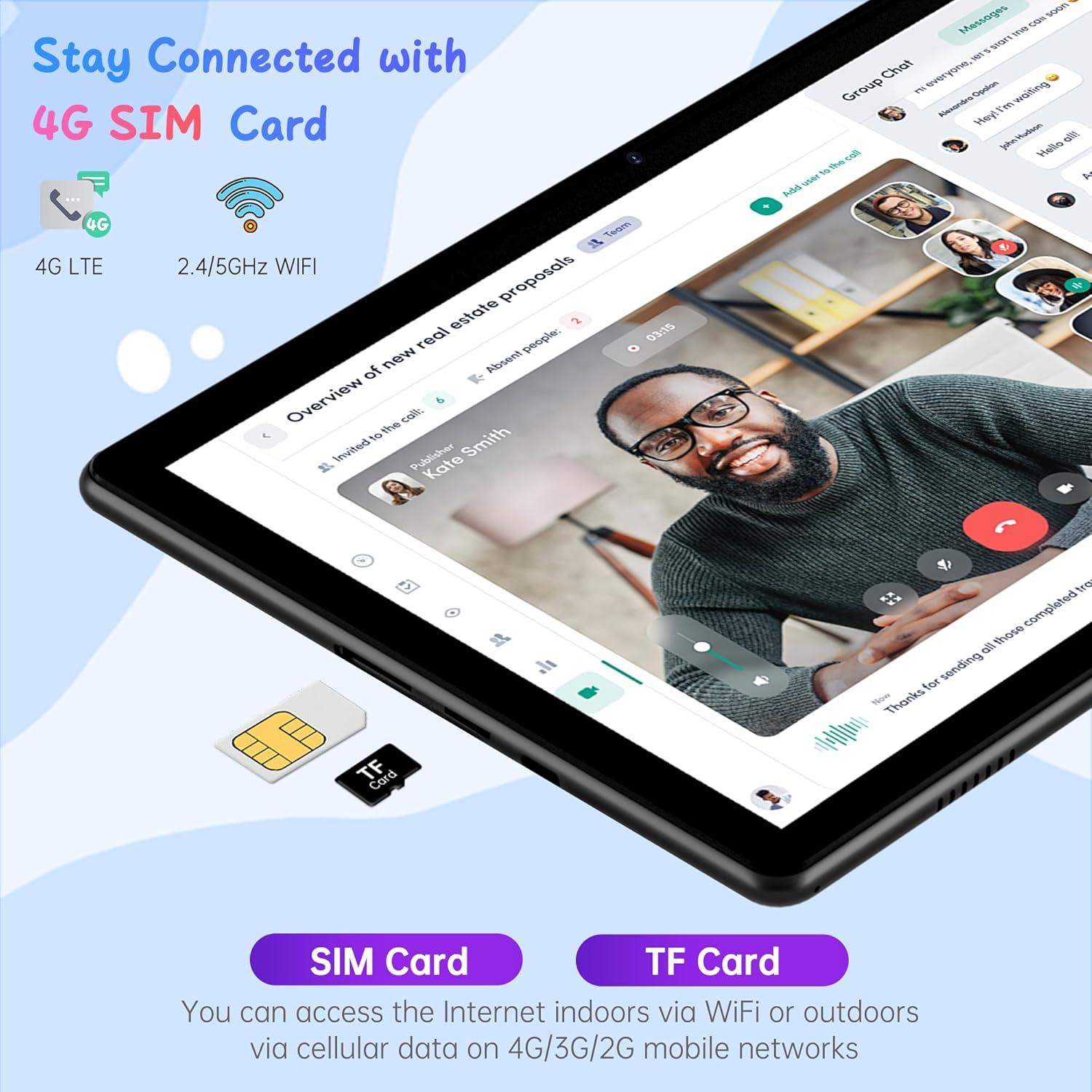 Tableta Android 14 HAOVM G12 10.1" 4G SIM 3GB/32GB Azul