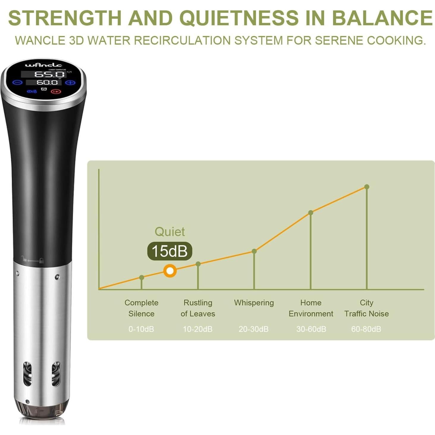 Cocinero Sous Vide Wancle 1100W IPX7 20L Control Táctil