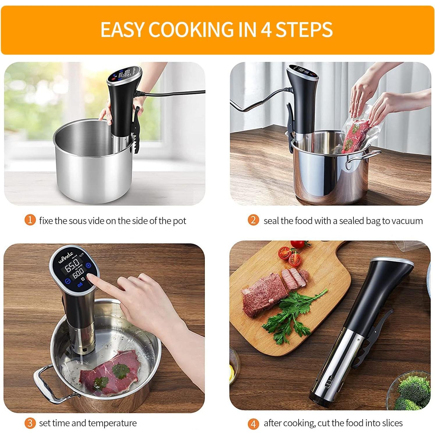 Cocinero Sous Vide Wancle 1100W IPX7 20L Control Táctil