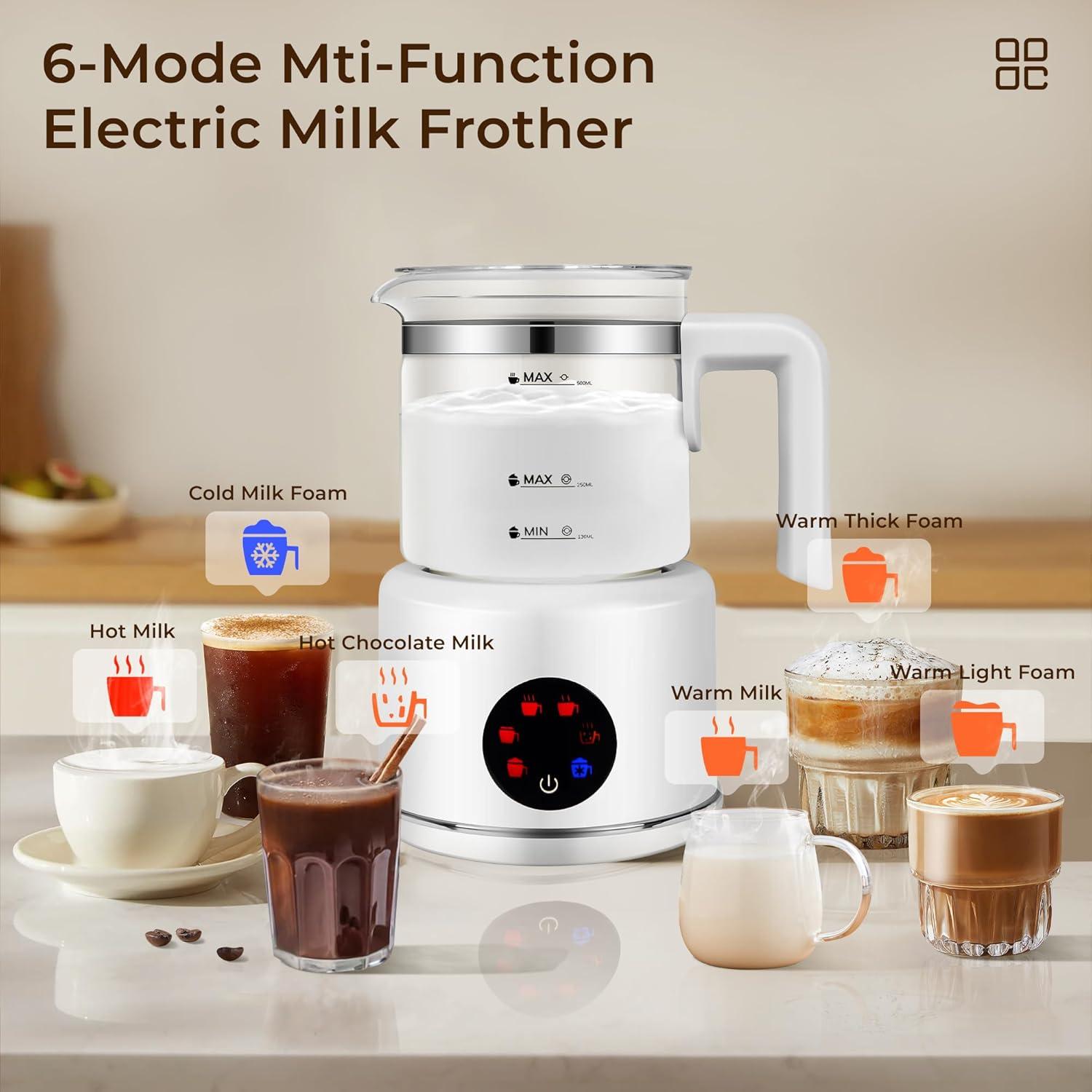 Espumador de Leche Eléctrico JXXM 550W 17oz Blanco 6 en 1