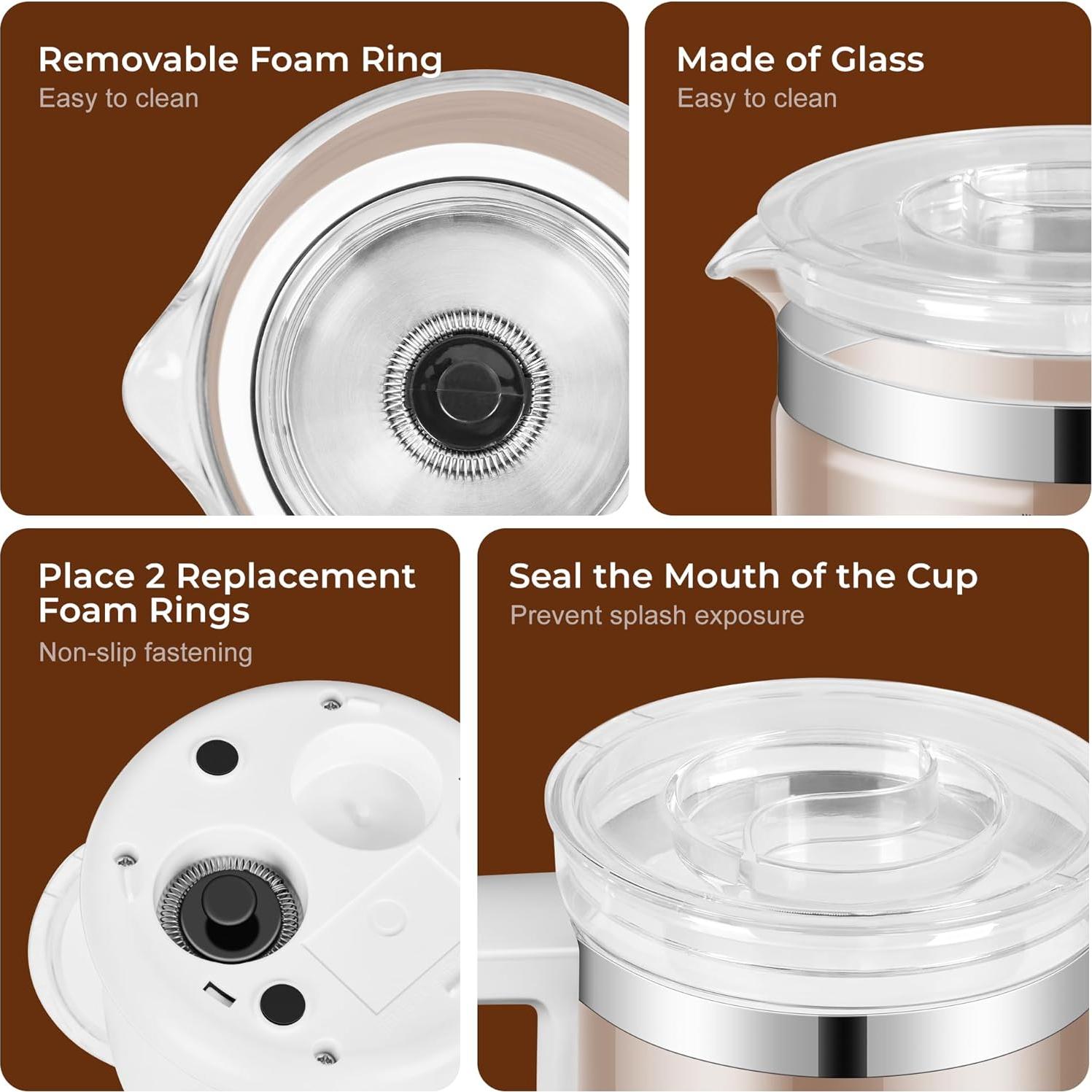 Espumador de Leche Eléctrico JXXM 550W 17oz Blanco 6 en 1