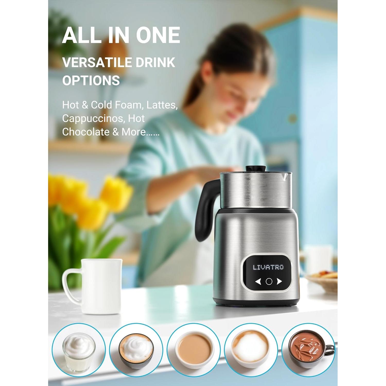 Espumador de Leche Eléctrico Livatro LVMF6401 14 en 1 621ml