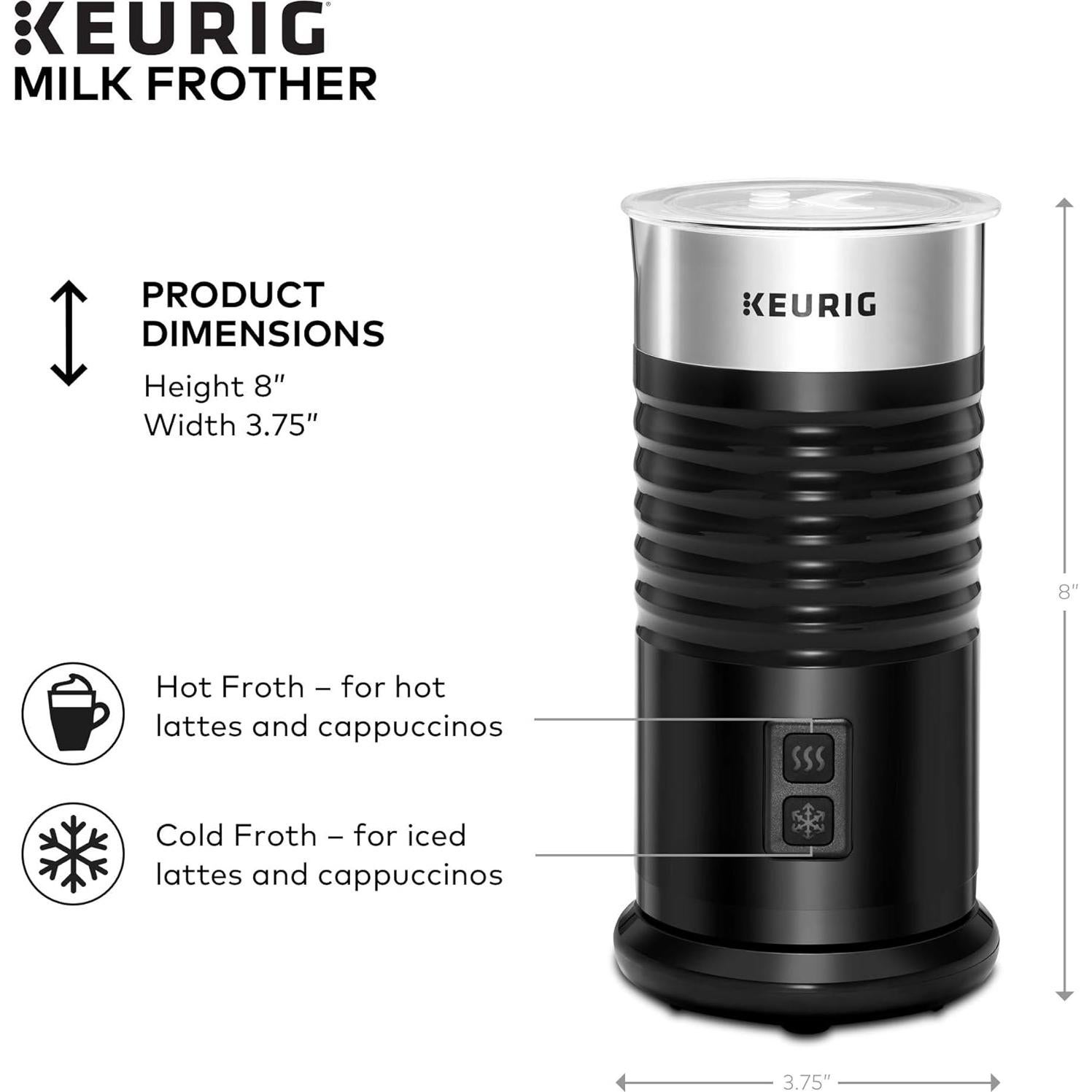 Espumador de Leche Keurig 6 Oz Negro - Caliente y Frío