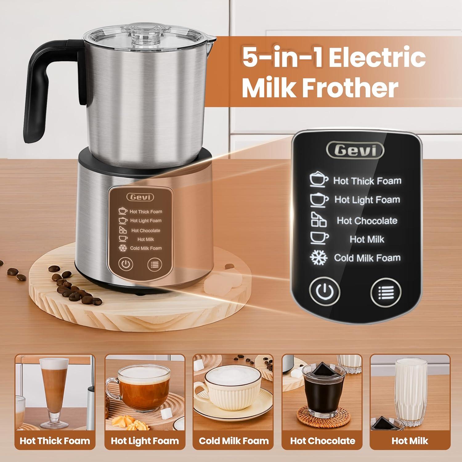 Gevi Máquina de Chocolate Caliente y Espumador de Leche 5 en 1 500ml