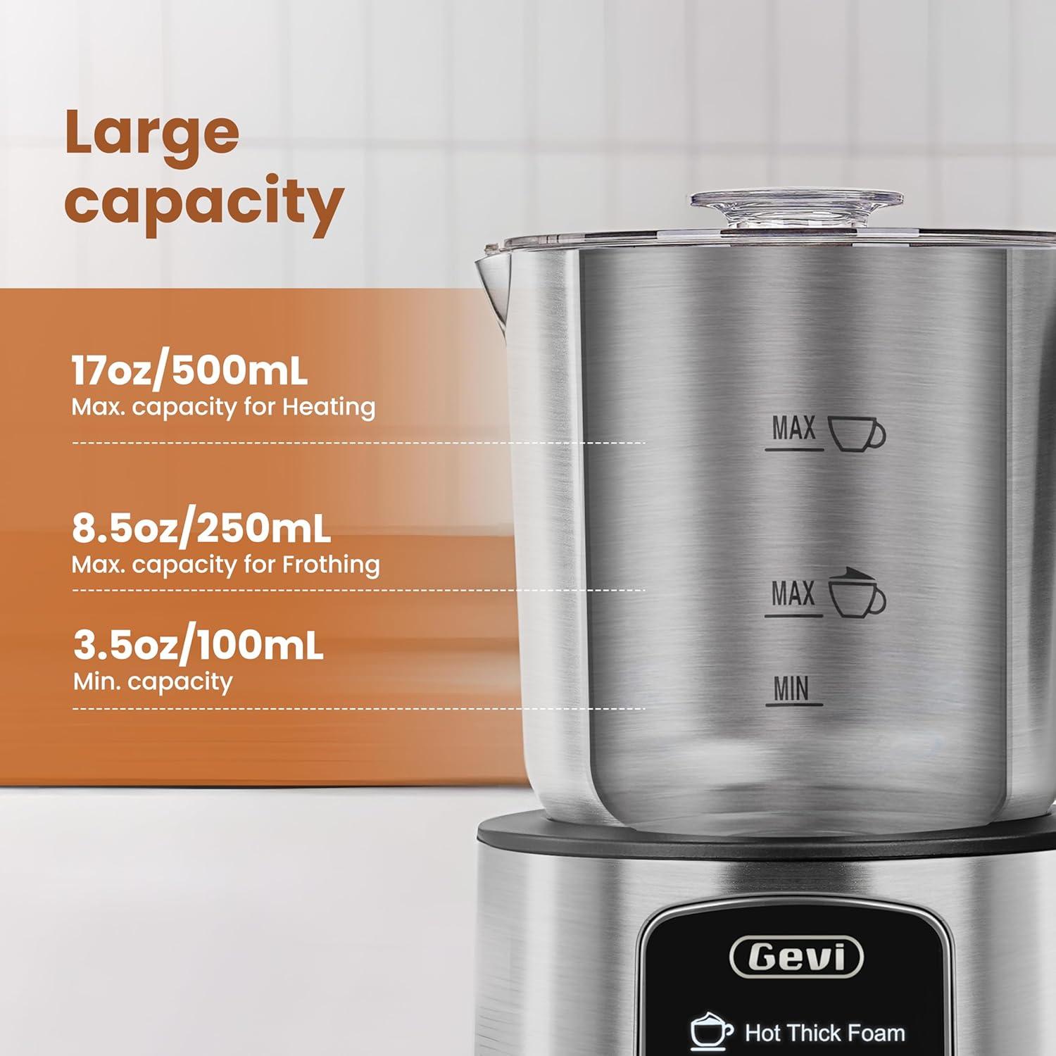 Gevi Máquina de Chocolate Caliente y Espumador de Leche 5 en 1 500ml