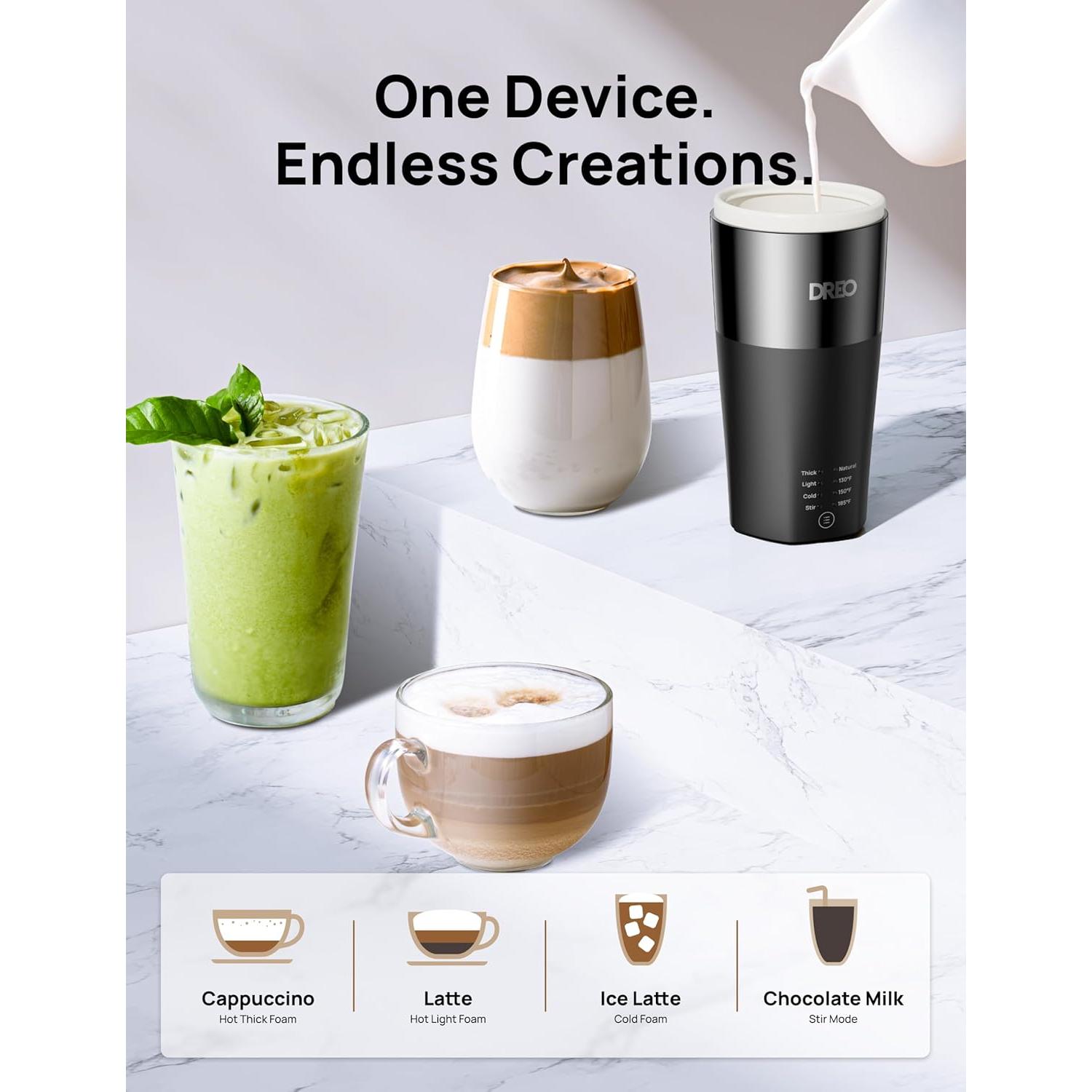 Espumador de Leche Dreo DR-KMF003 Eléctrico 4-en-1 Negro