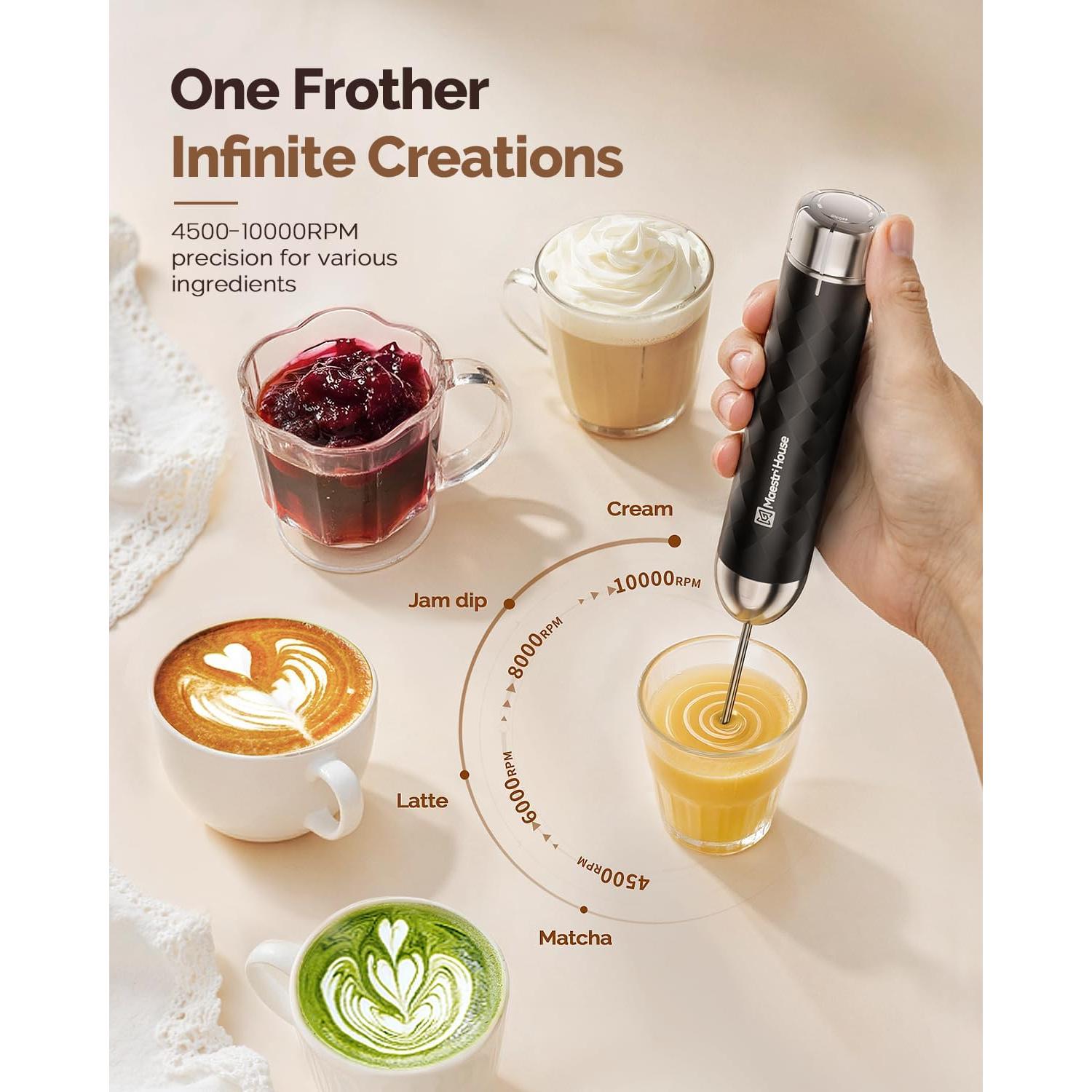 Espumador de Leche Recargable Maestri House MHMF07 Negro