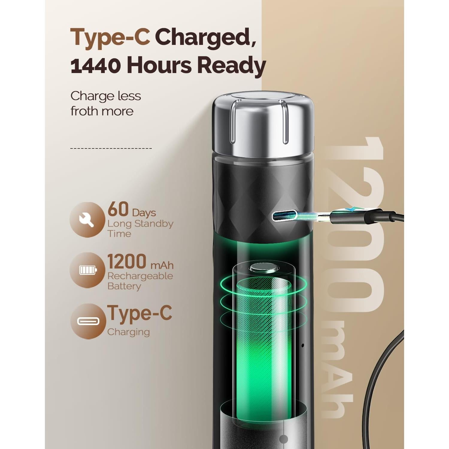 Espumador de Leche Recargable Maestri House MHMF07 Negro