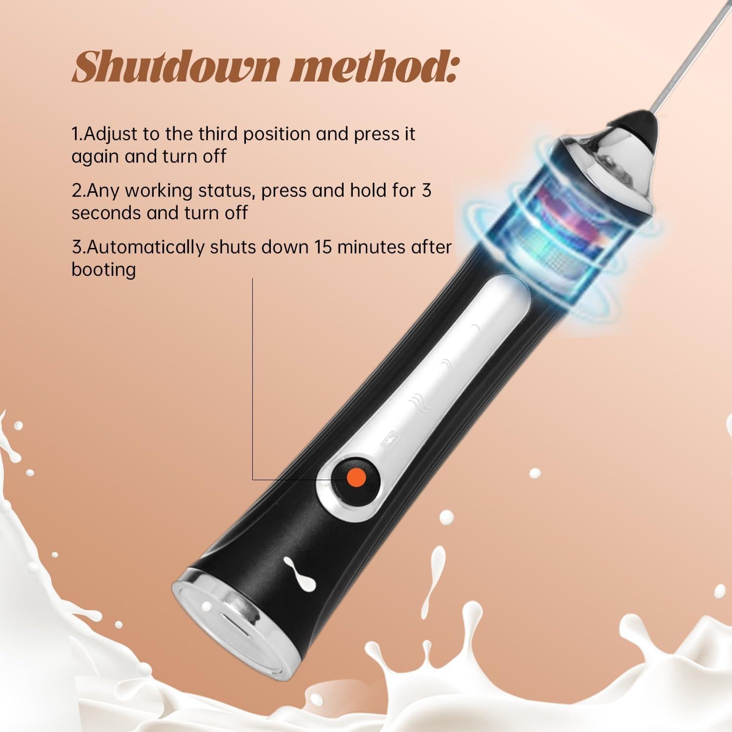 Batidora de Leche Eléctrica Dejaf A-01, 3 Velocidades, Negro