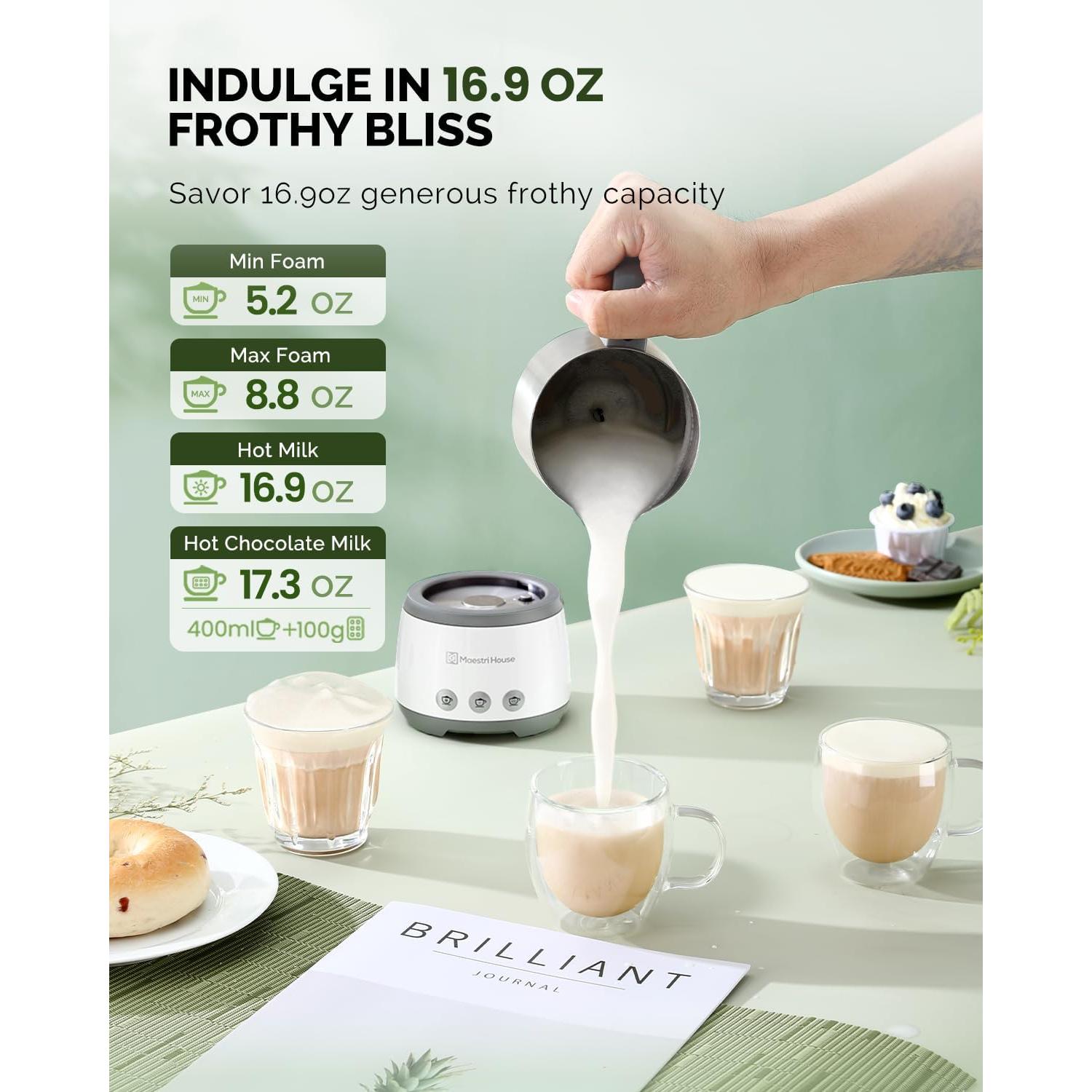 Espumador de Leche Eléctrico Maestri House 4-en-1 500ml 600W