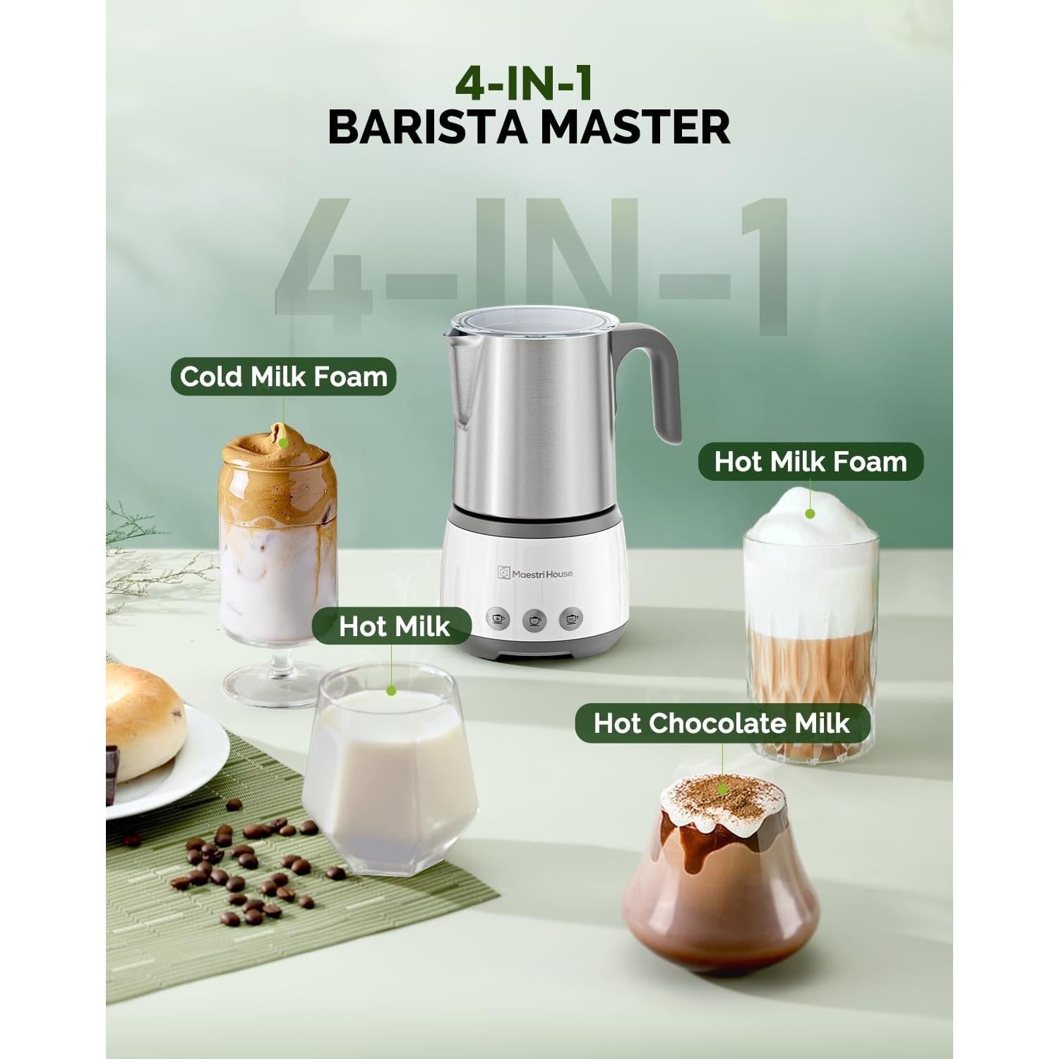Espumador de Leche Eléctrico Maestri House 4-en-1 500ml 600W