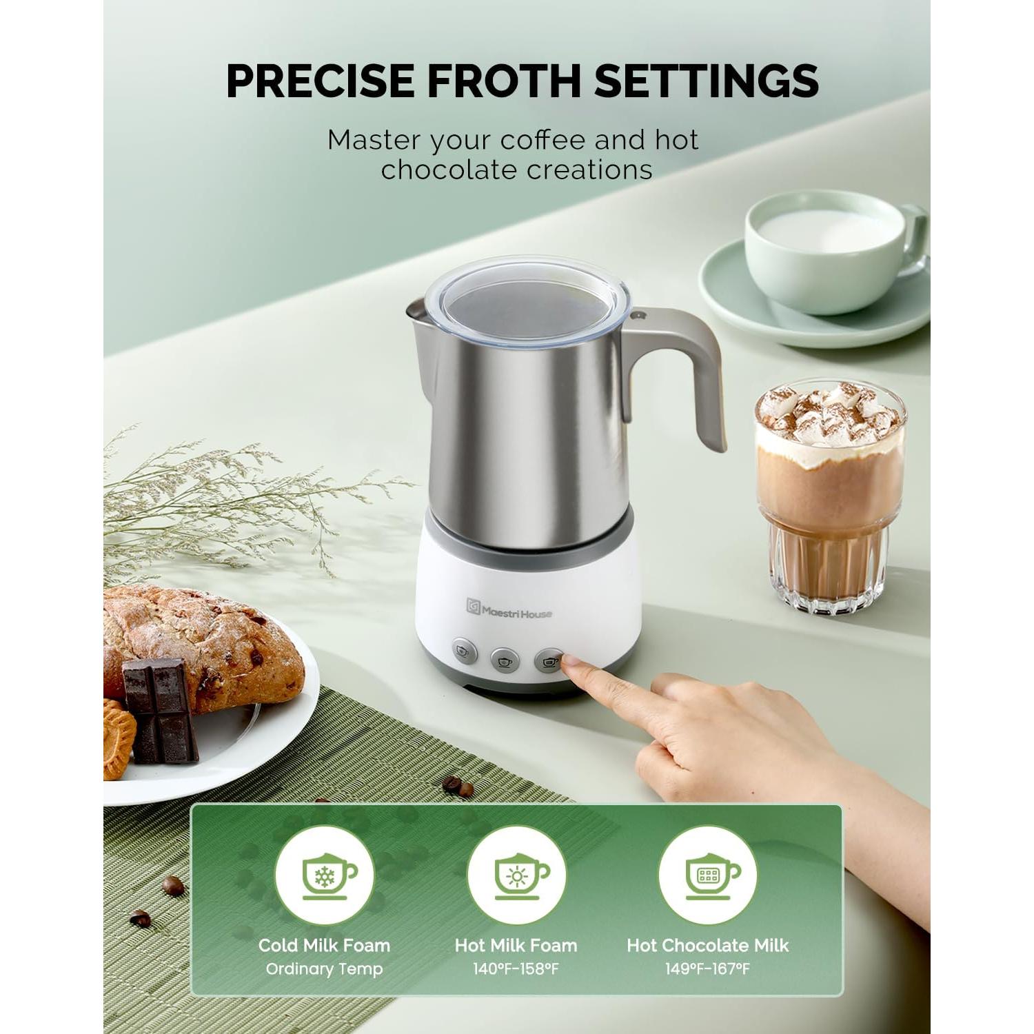 Espumador de Leche Eléctrico Maestri House 4-en-1 500ml 600W