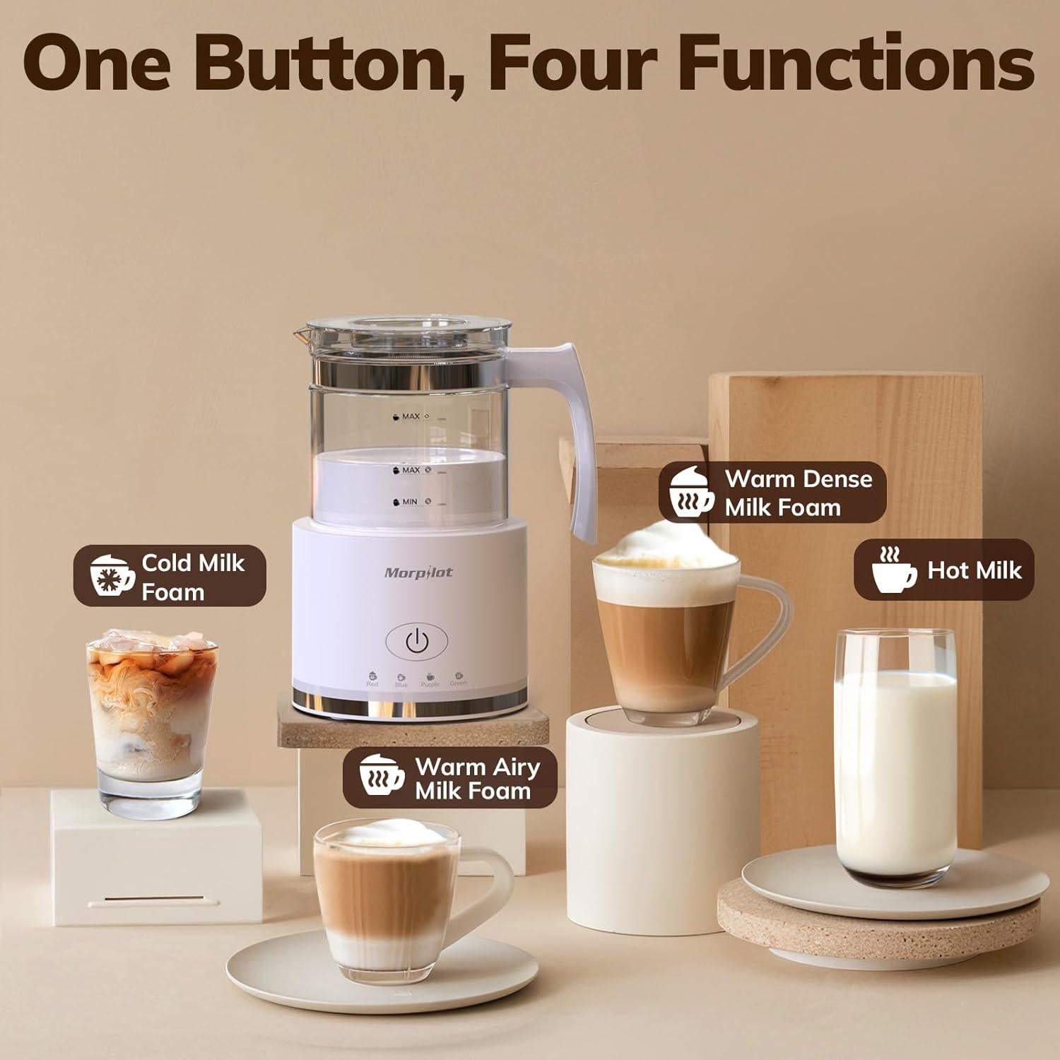 Espumador de Leche Eléctrico Morpilot HS001 500ml Blanco