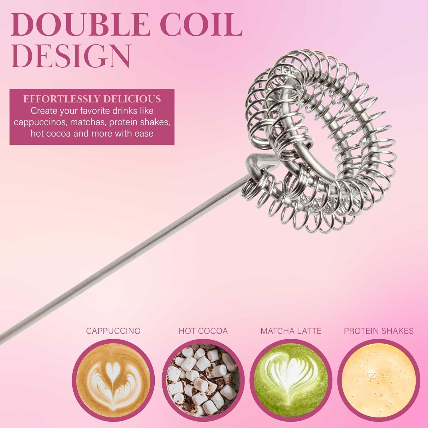 Espumador de Leche Eléctrico Paris Hilton Rosa con Soporte Dorado