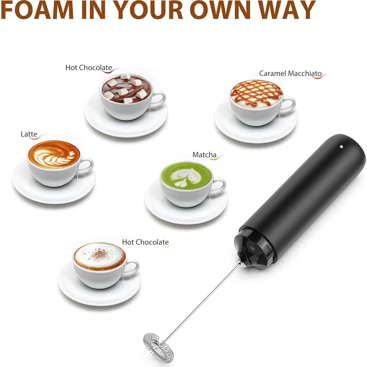 Espumador de Leche Eléctrico Rossedlyn NPQT, Portátil y Recargable