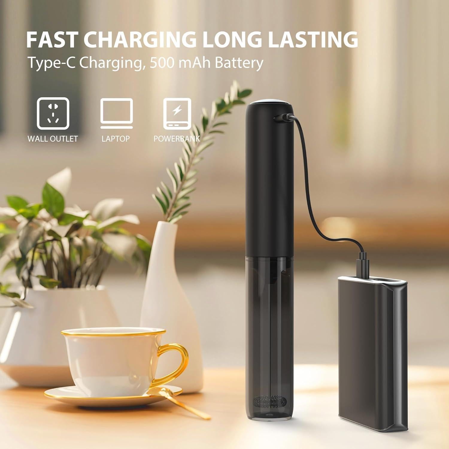 Espumador de Leche Eléctrico Rossedlyn NPQT, Portátil y Recargable