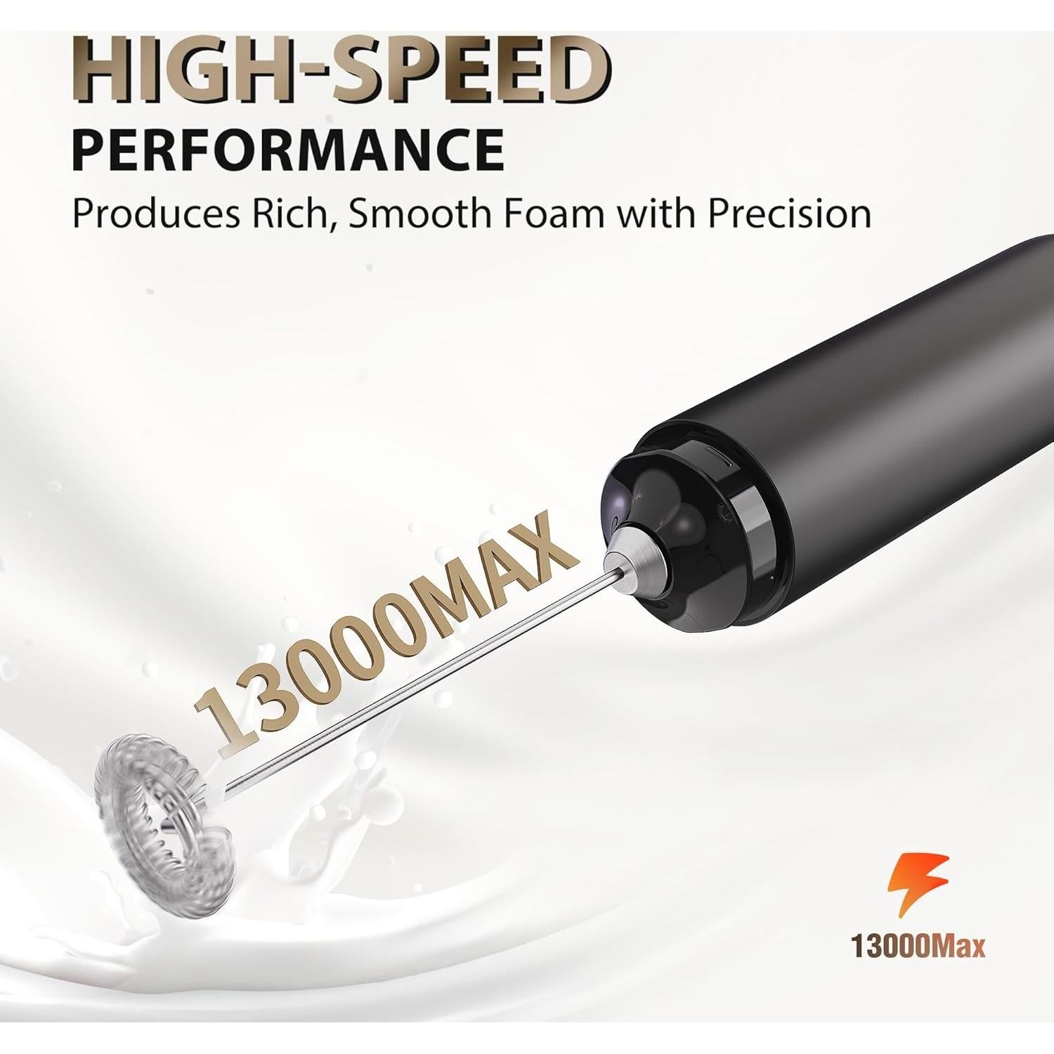 Espumador de Leche Eléctrico Rossedlyn NPQT, Portátil y Recargable