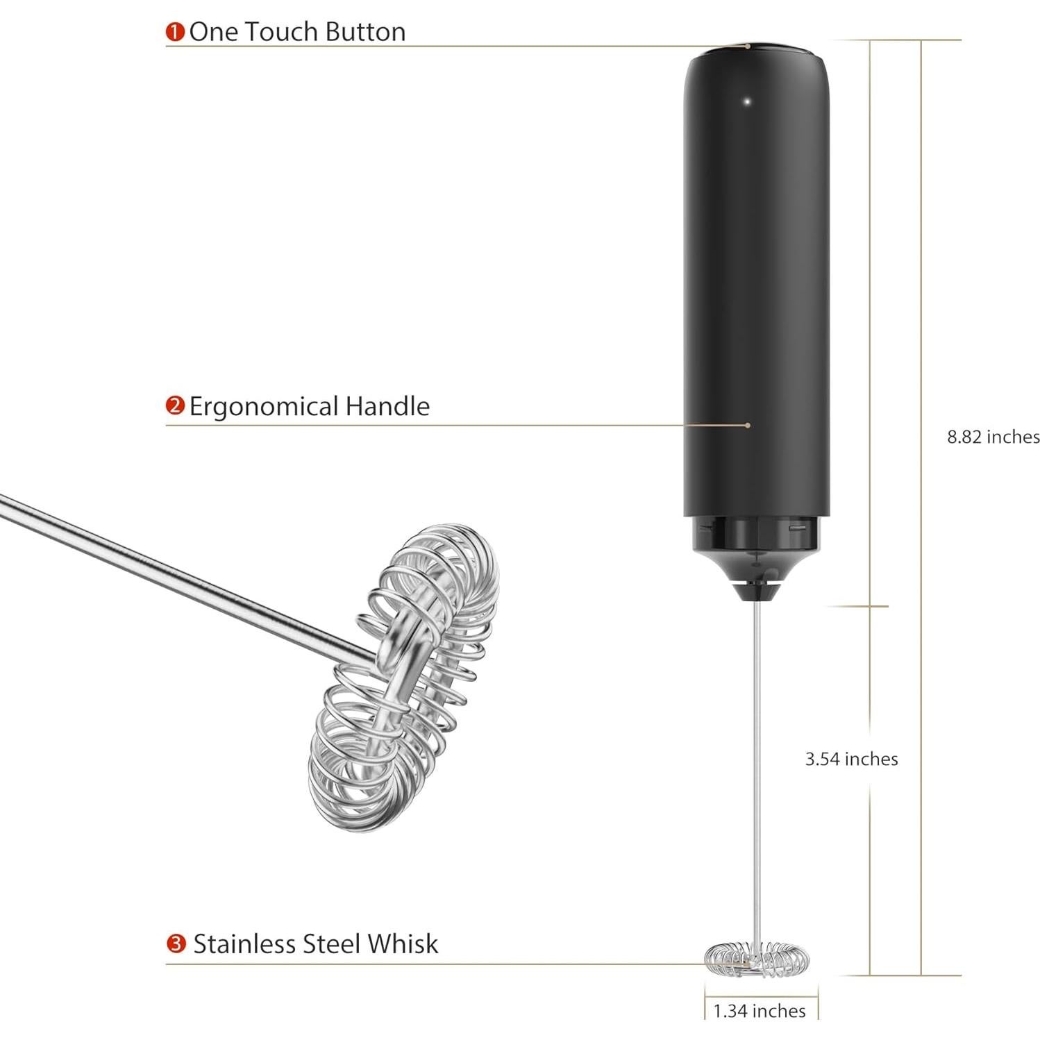 Espumador de Leche Eléctrico Rossedlyn NPQT, Portátil y Recargable