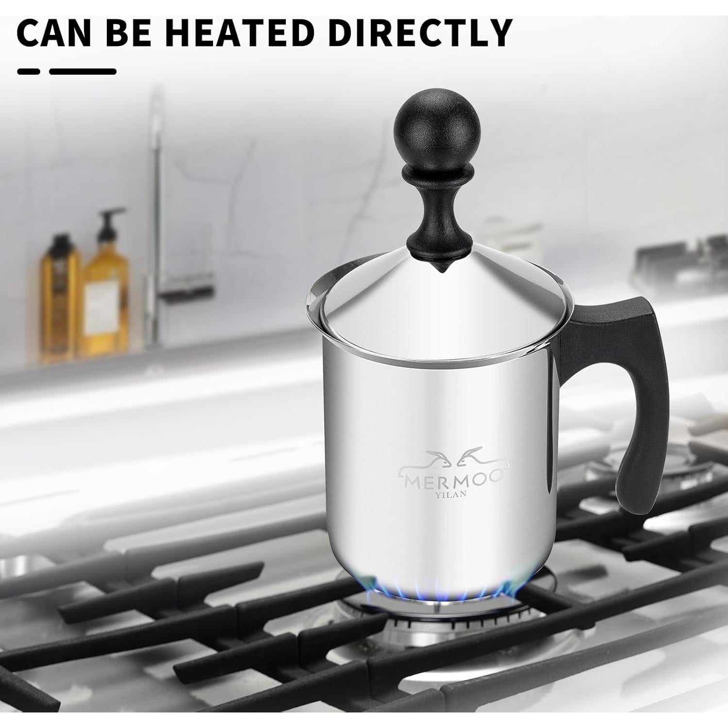 Espumador de Leche Manual 400ml MERMOO YILAN Plateado