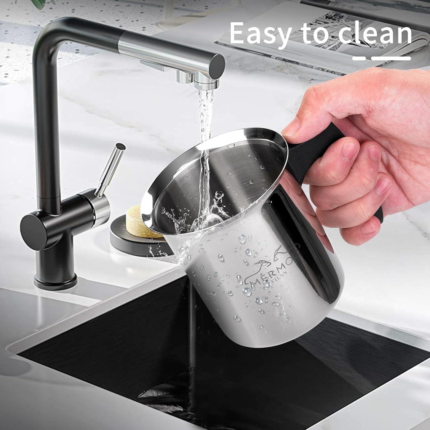 Espumador de Leche Manual 400ml MERMOO YILAN Plateado