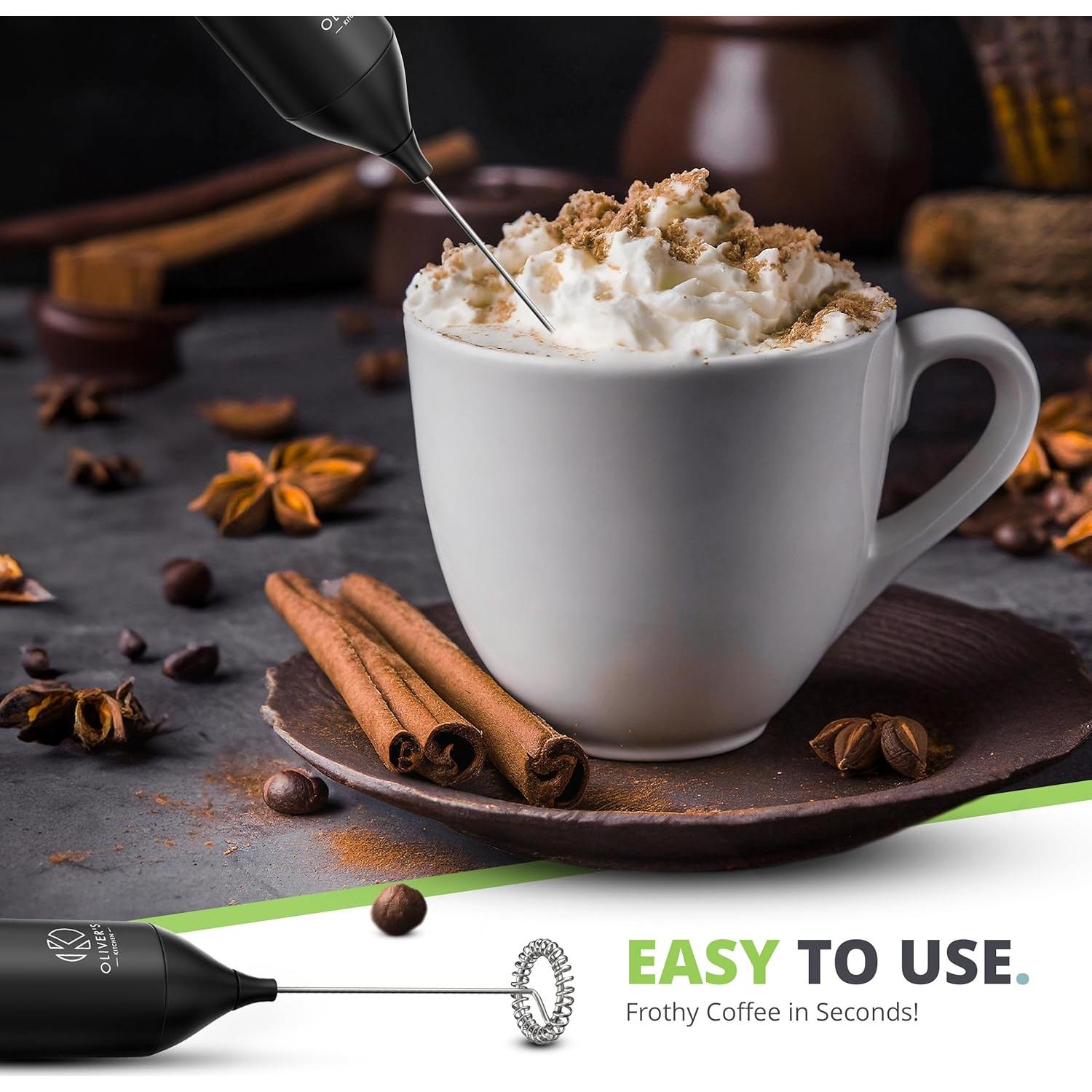 Espumador de Leche Recargable Oliver's Kitchen - 12W, Negro