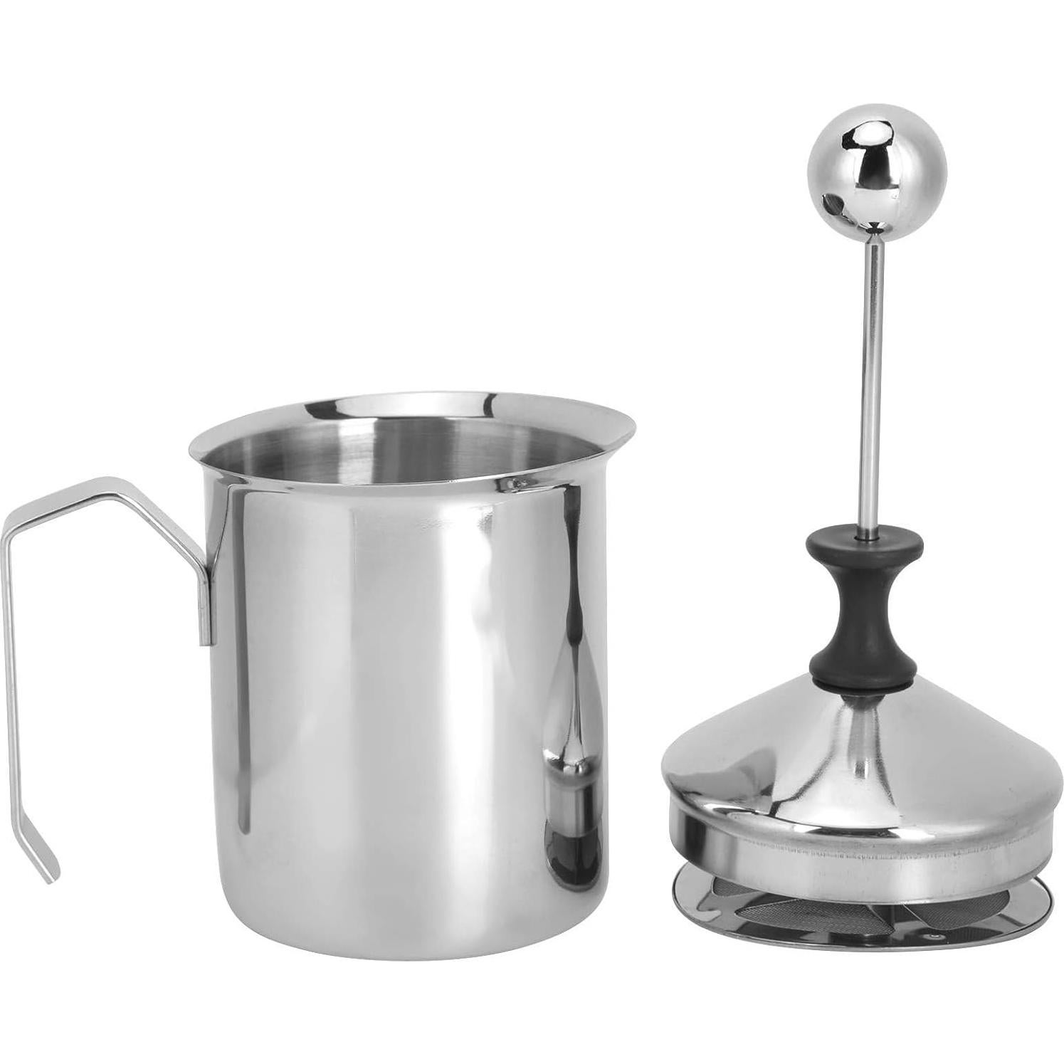 Espumador de Leche Manual HERCHR 400ml Acero Inoxidable Plata