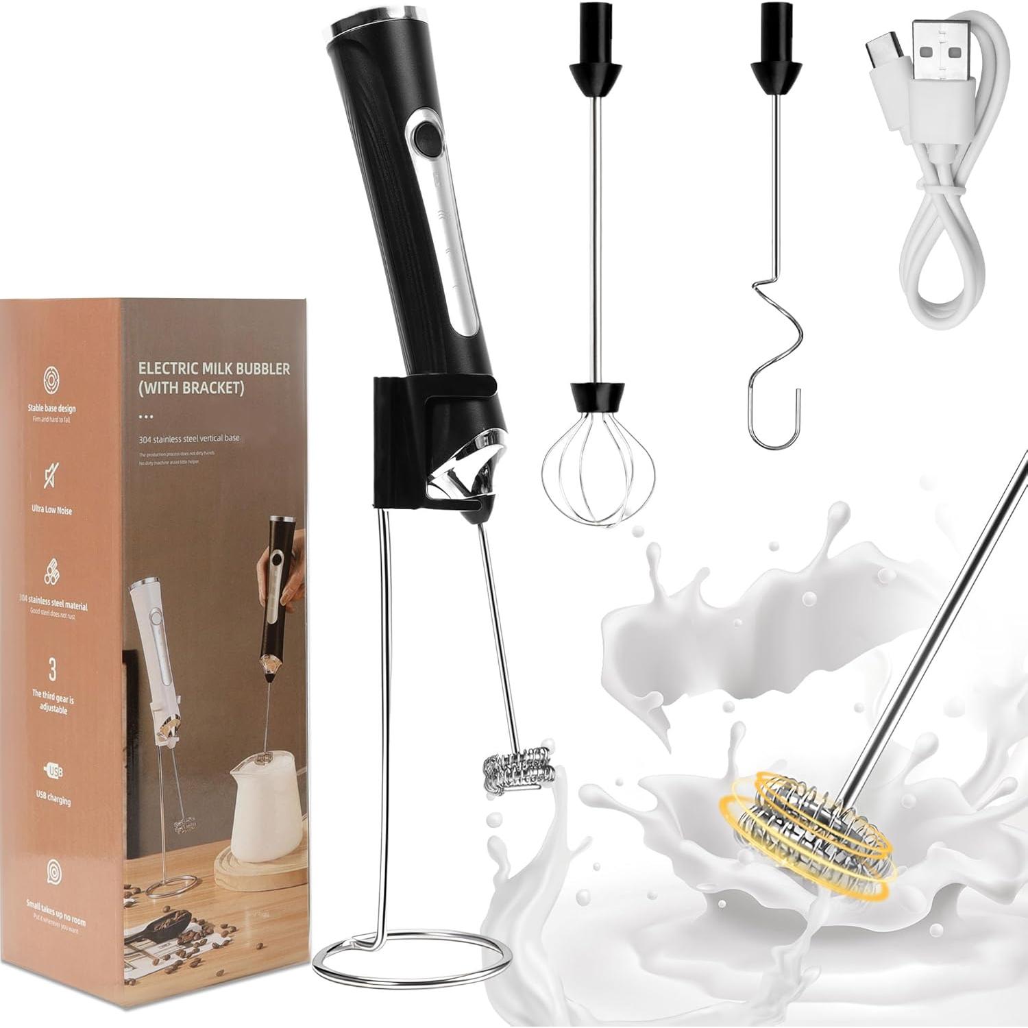 Espumador de Leche Eléctrico Recargable Tuyohw con Soporte