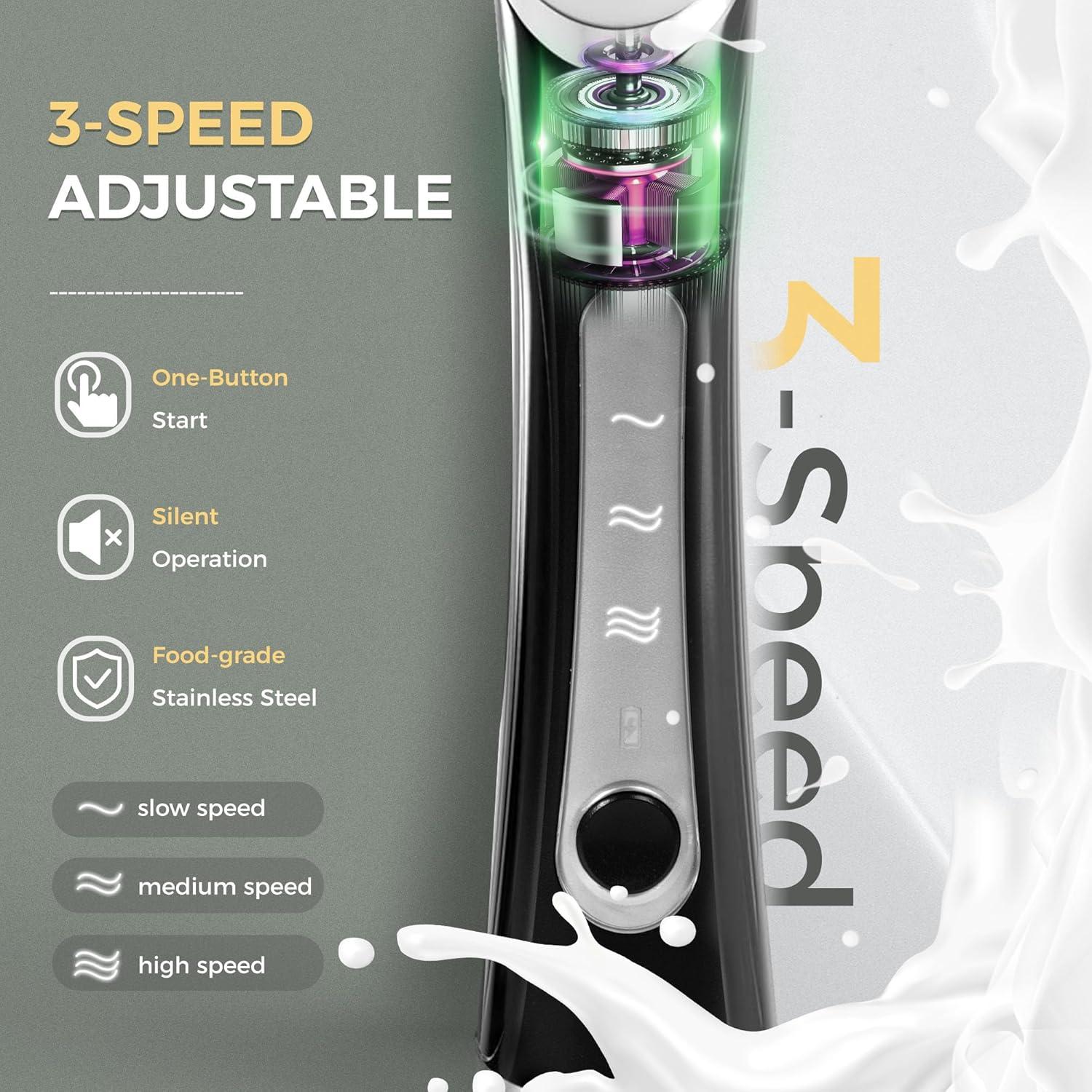 Espumador de Leche Eléctrico Recargable Tuyohw con Soporte