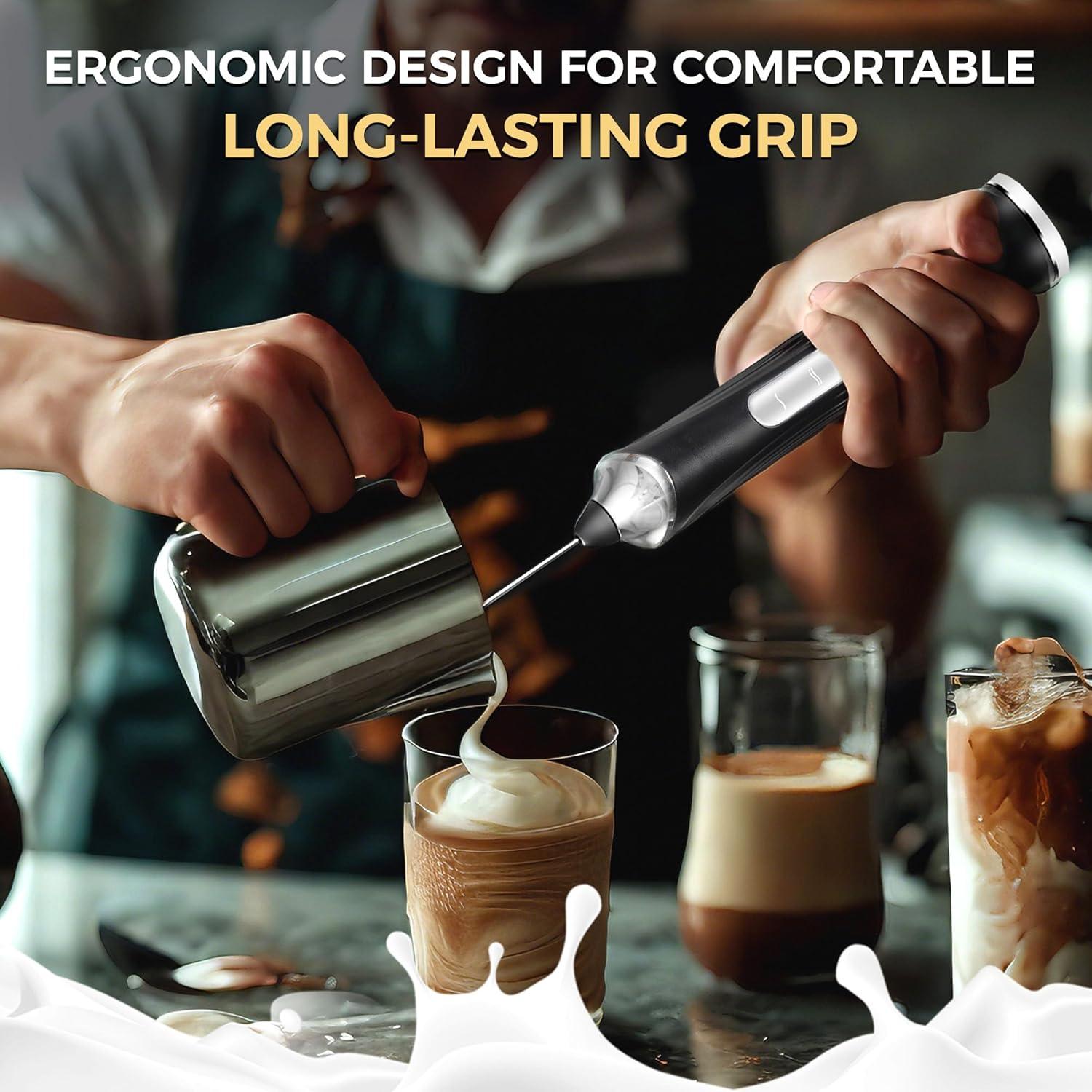 Espumador de Leche Eléctrico Recargable Tuyohw con Soporte