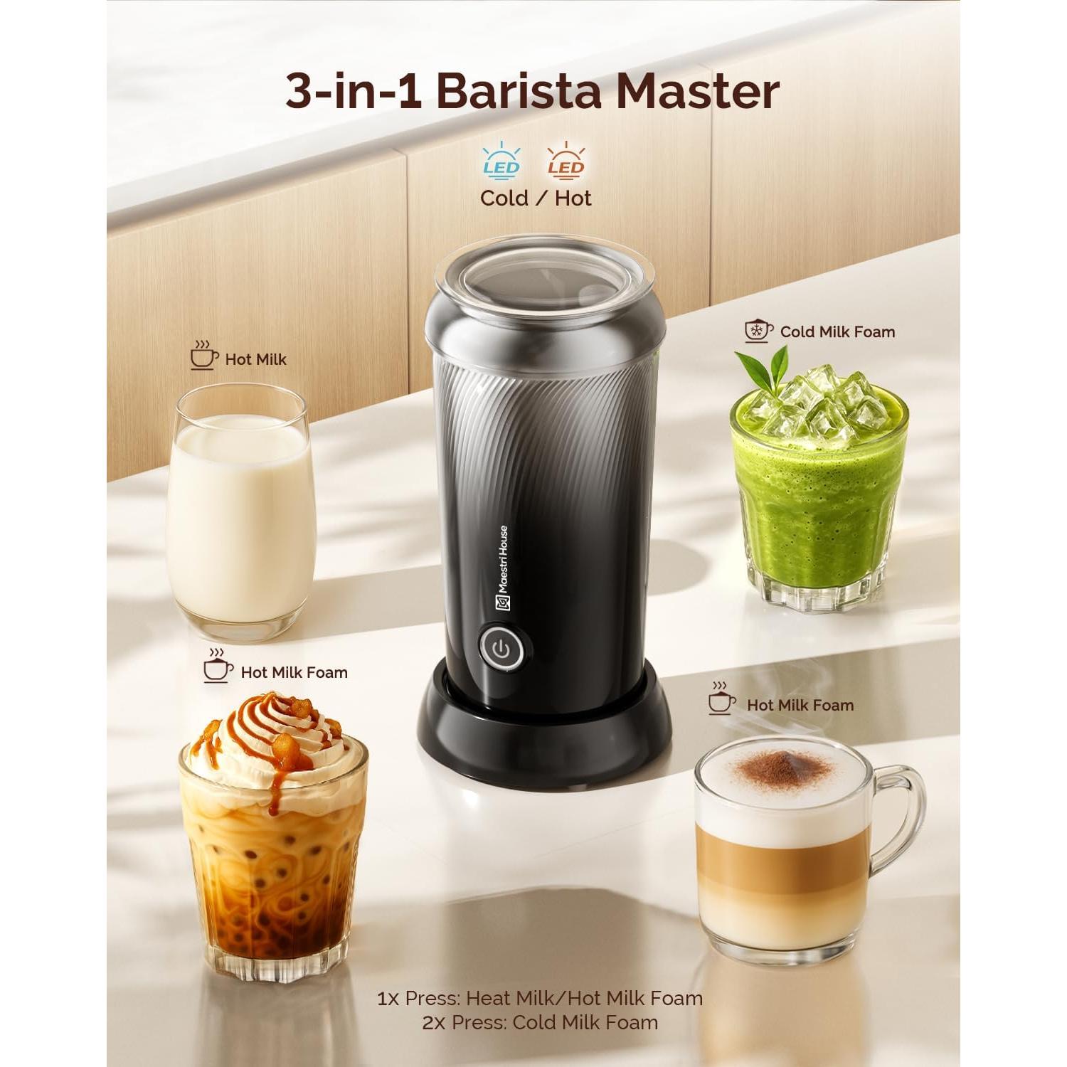 Espumador de Leche Maestri Casa 3-en-1 240ml Control Táctil