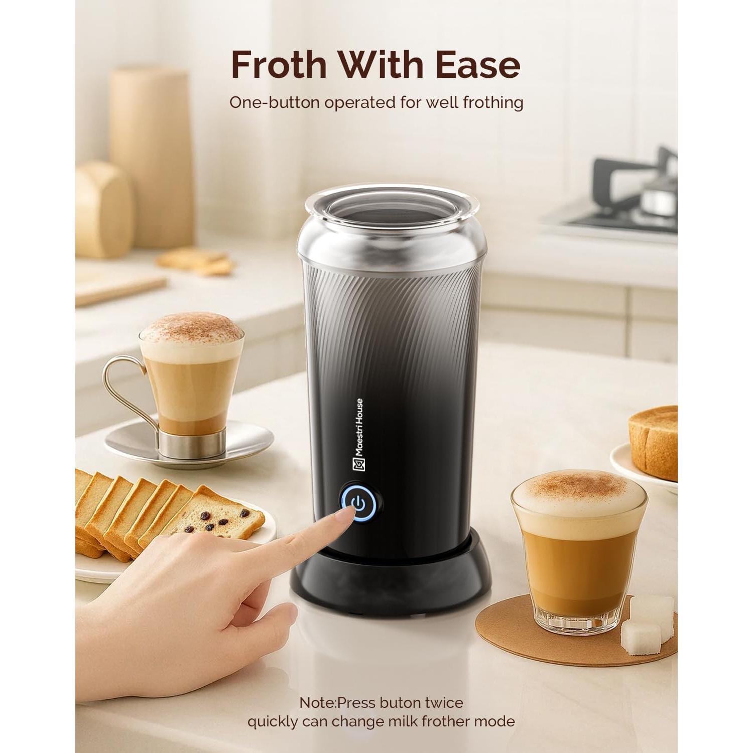 Espumador de Leche Maestri Casa 3-en-1 240ml Control Táctil