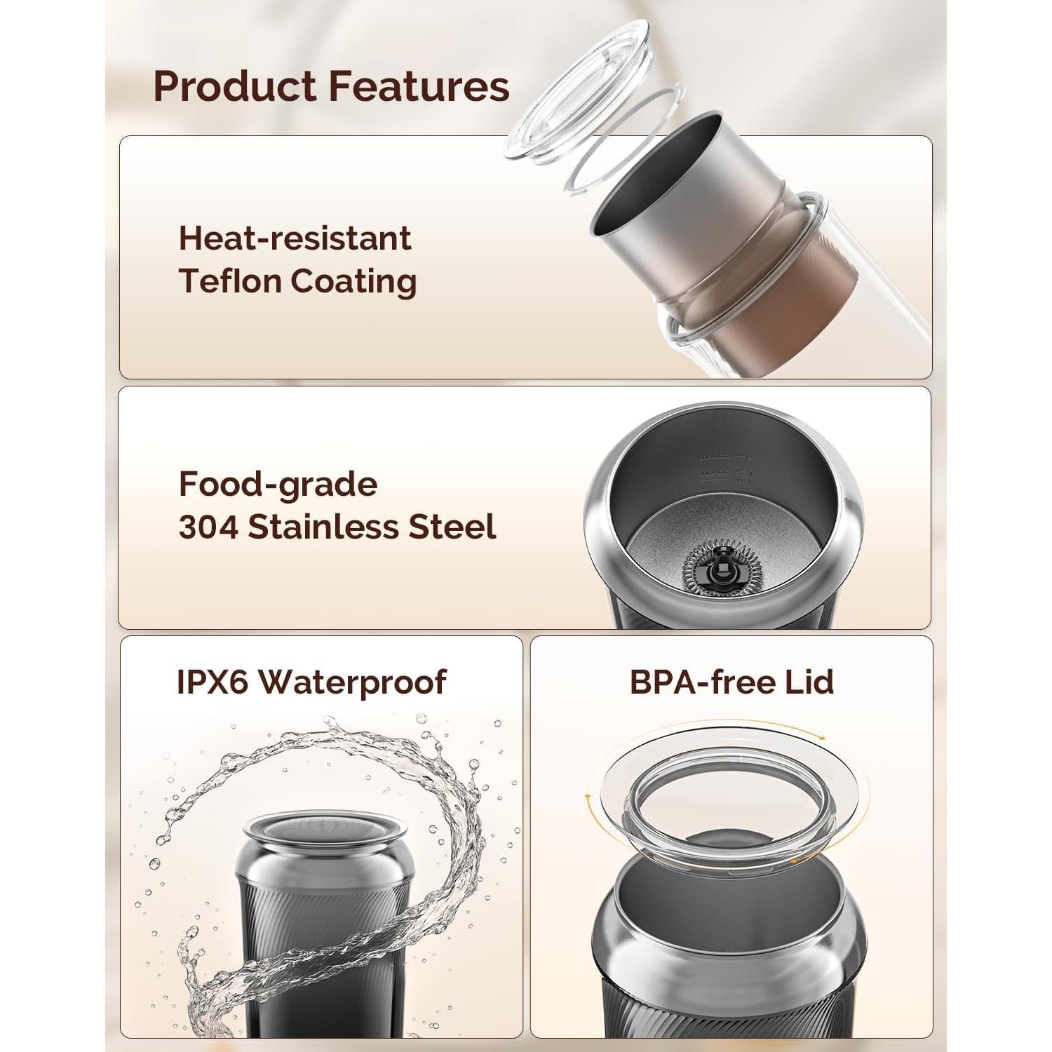 Espumador de Leche Maestri Casa 3-en-1 240ml Control Táctil